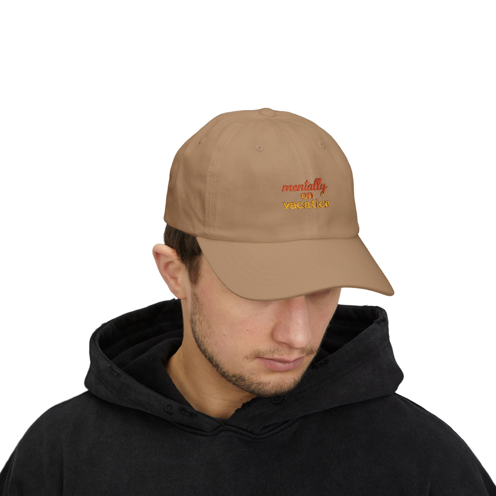 White Dad Cap with 'Mentally on Vacation'