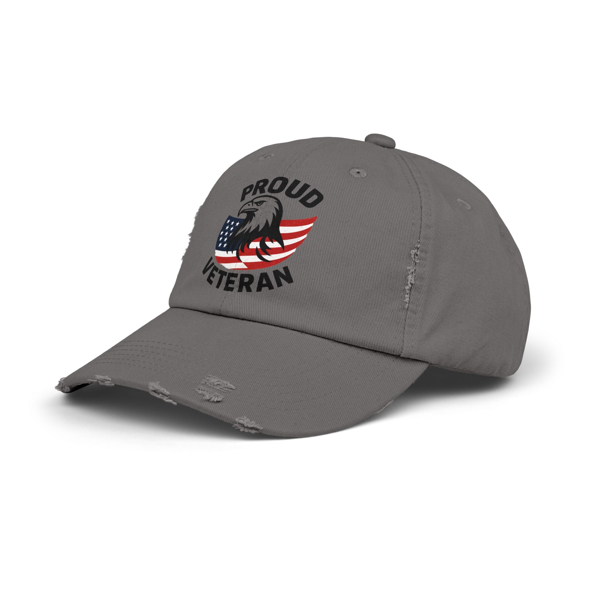 Proud Veteran Unisex Distressed Cap, Patriotic Hat for Veterans, Casual Adjustable Cap, Gifts for Military Families, Distressed Baseball Cap