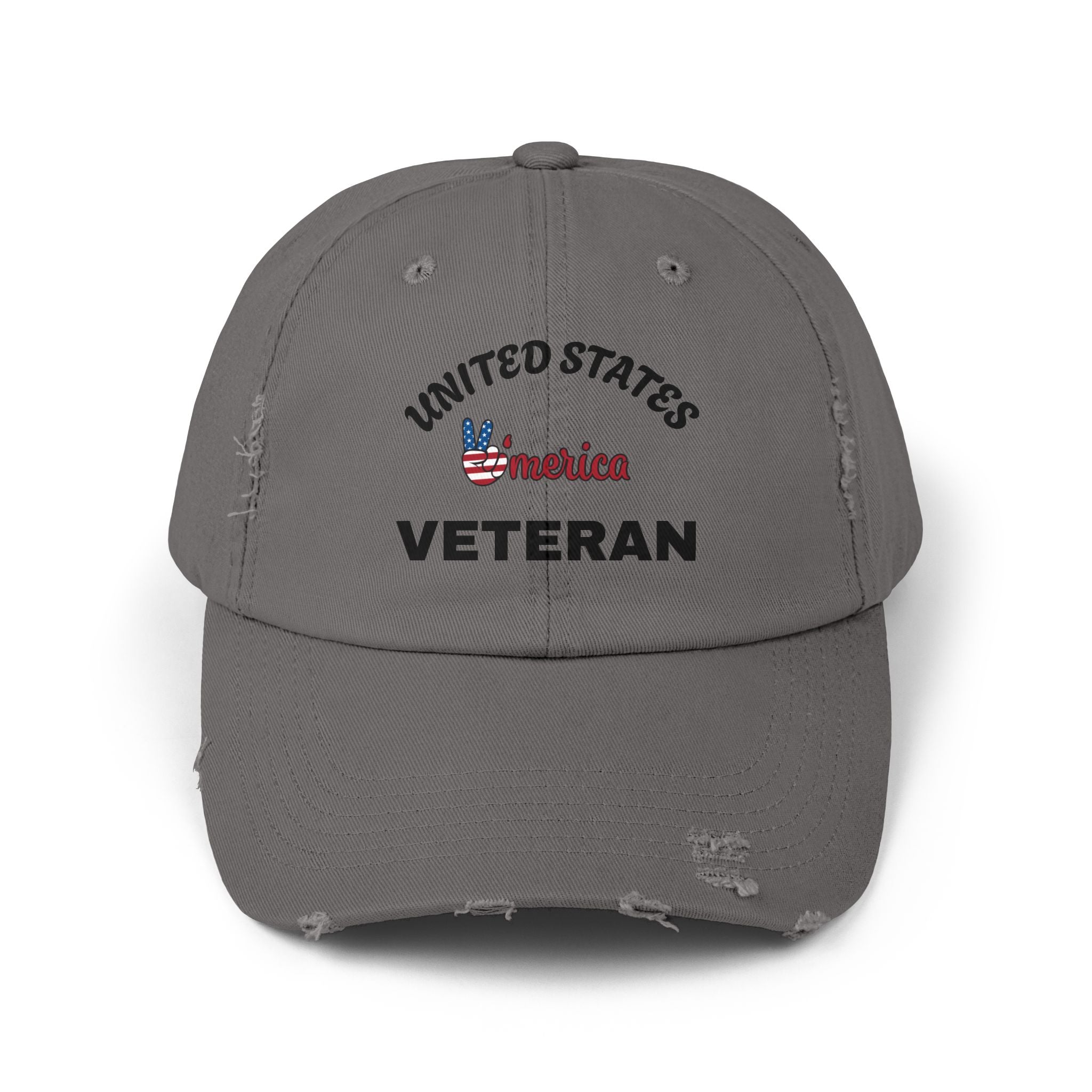 Distressed Veteran Cap - Unisex, Adjustable Baseball Hat, Gift for Veterans, Casual Everyday Wear, Patriotic Style