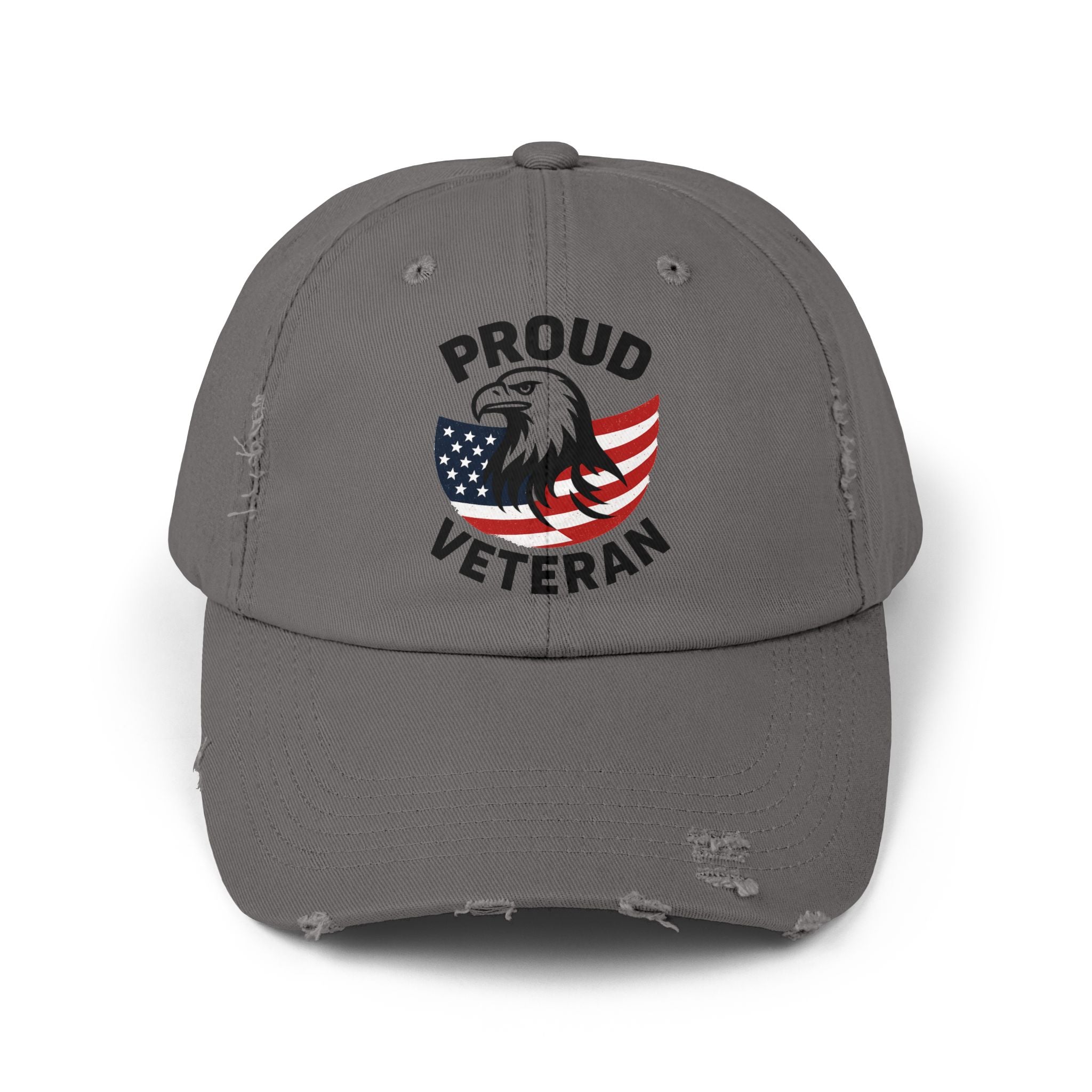 Proud Veteran Unisex Distressed Cap, Patriotic Hat for Veterans, Casual Adjustable Cap, Gifts for Military Families, Distressed Baseball Cap