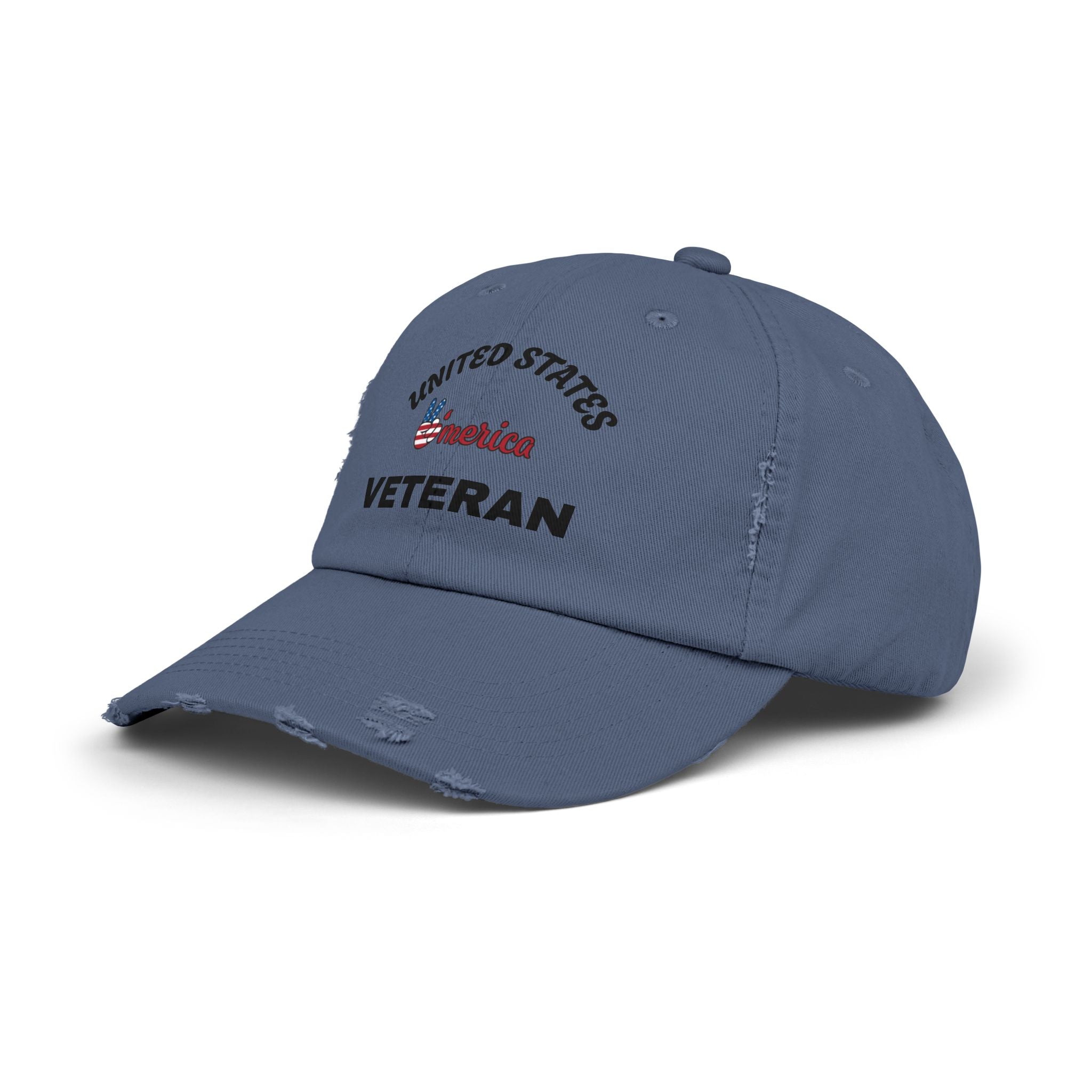 Distressed Veteran Cap - Unisex, Adjustable Baseball Hat, Gift for Veterans, Casual Everyday Wear, Patriotic Style