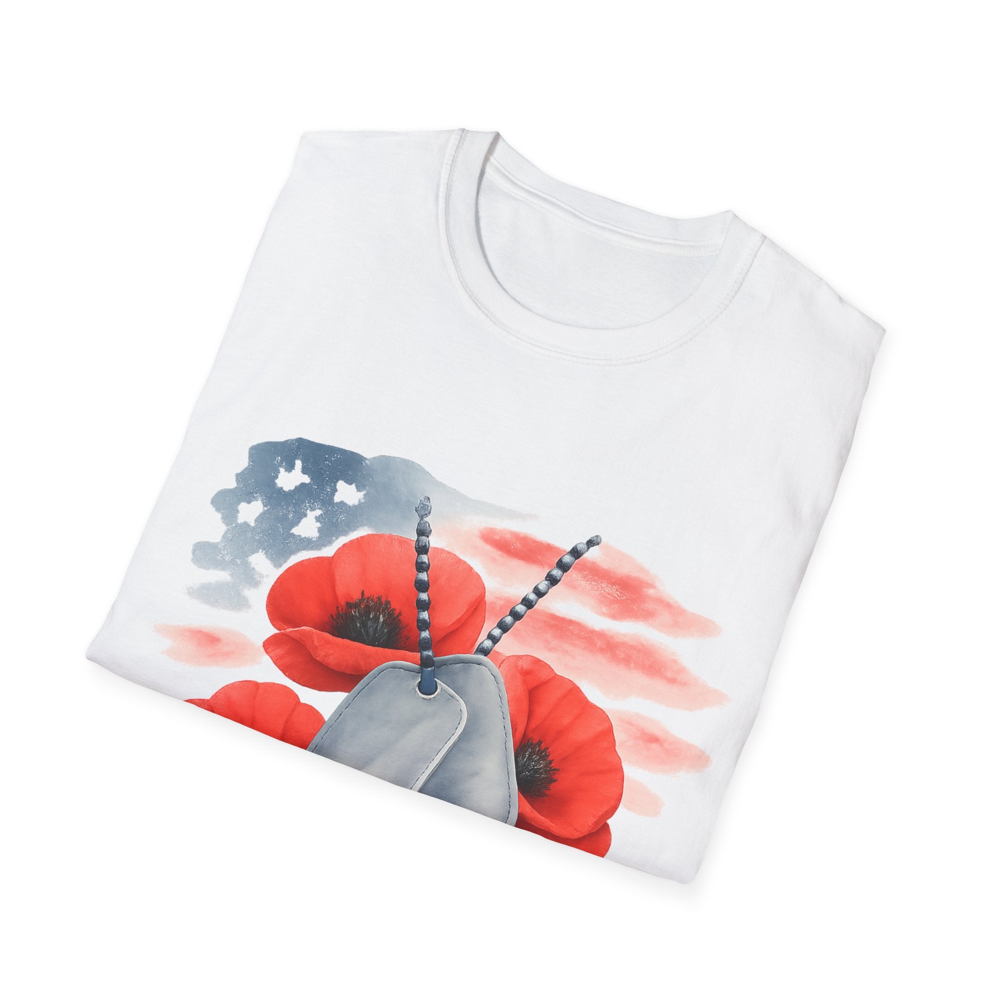 Patriotic Floral Dog Tag Unisex T-Shirt