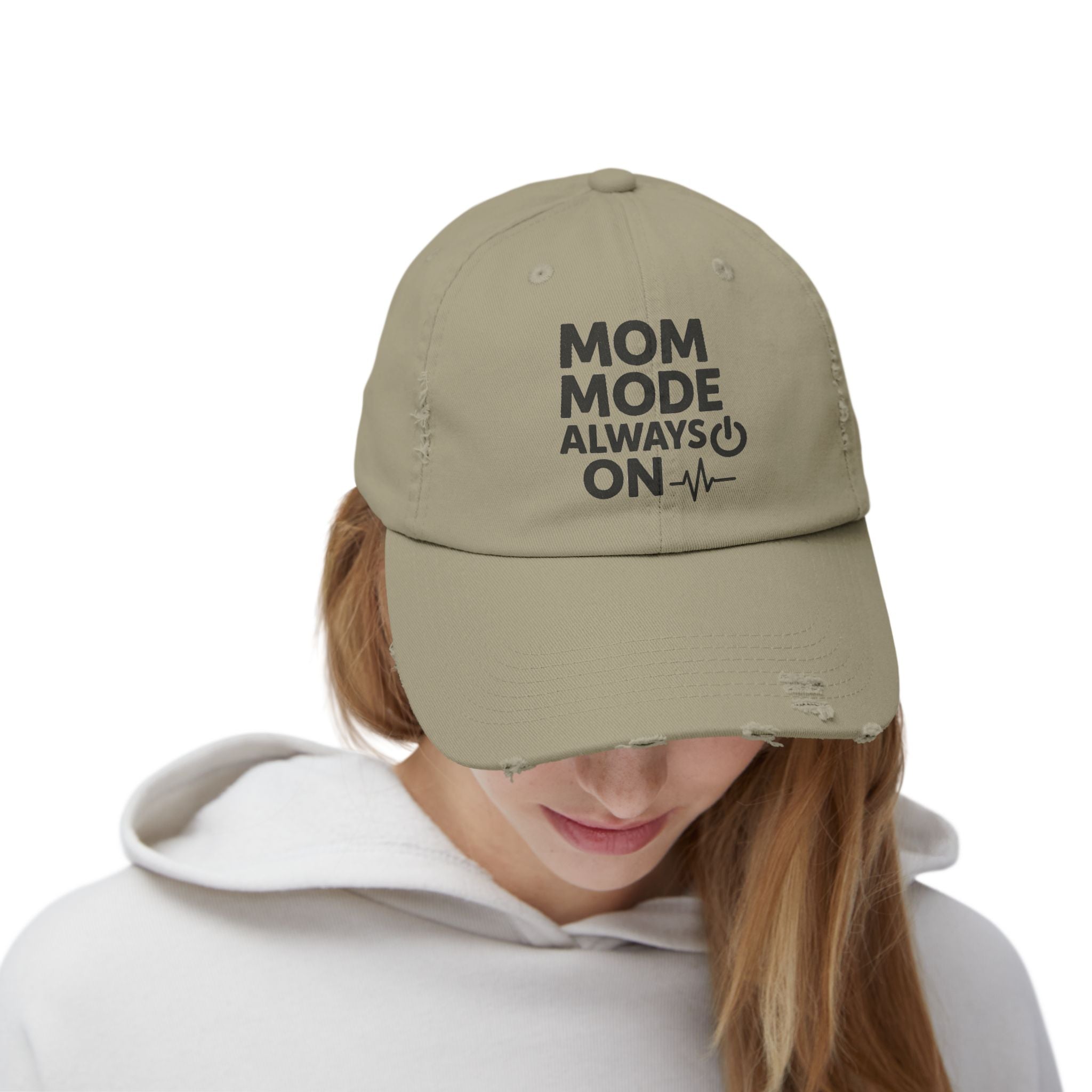 Unisex Distressed Cap with 'Mom Mode Always On' Design | Trendy Hat for Moms, Casual Wear, Gift for Mother's Day, Birthday, Parenting, [...]