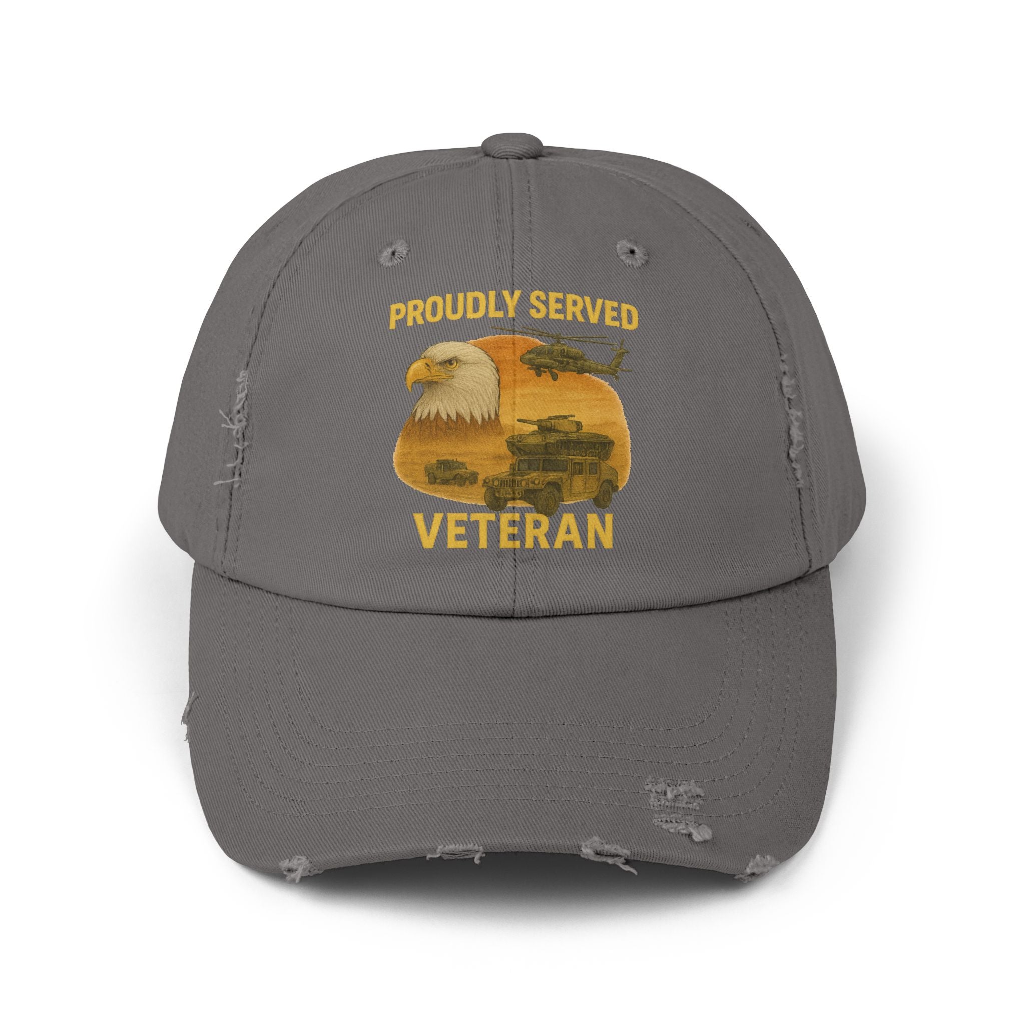 Unisex Distressed Cap for Veterans, Proudly Served