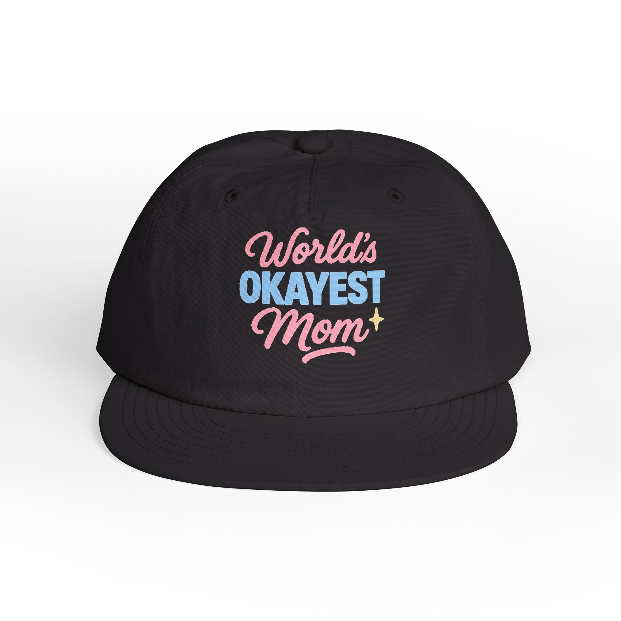World's Okayest Mom Surf Cap, Fun Beach Hat, Trendy Mom Gift, Summer Accessory, Casual Headwear