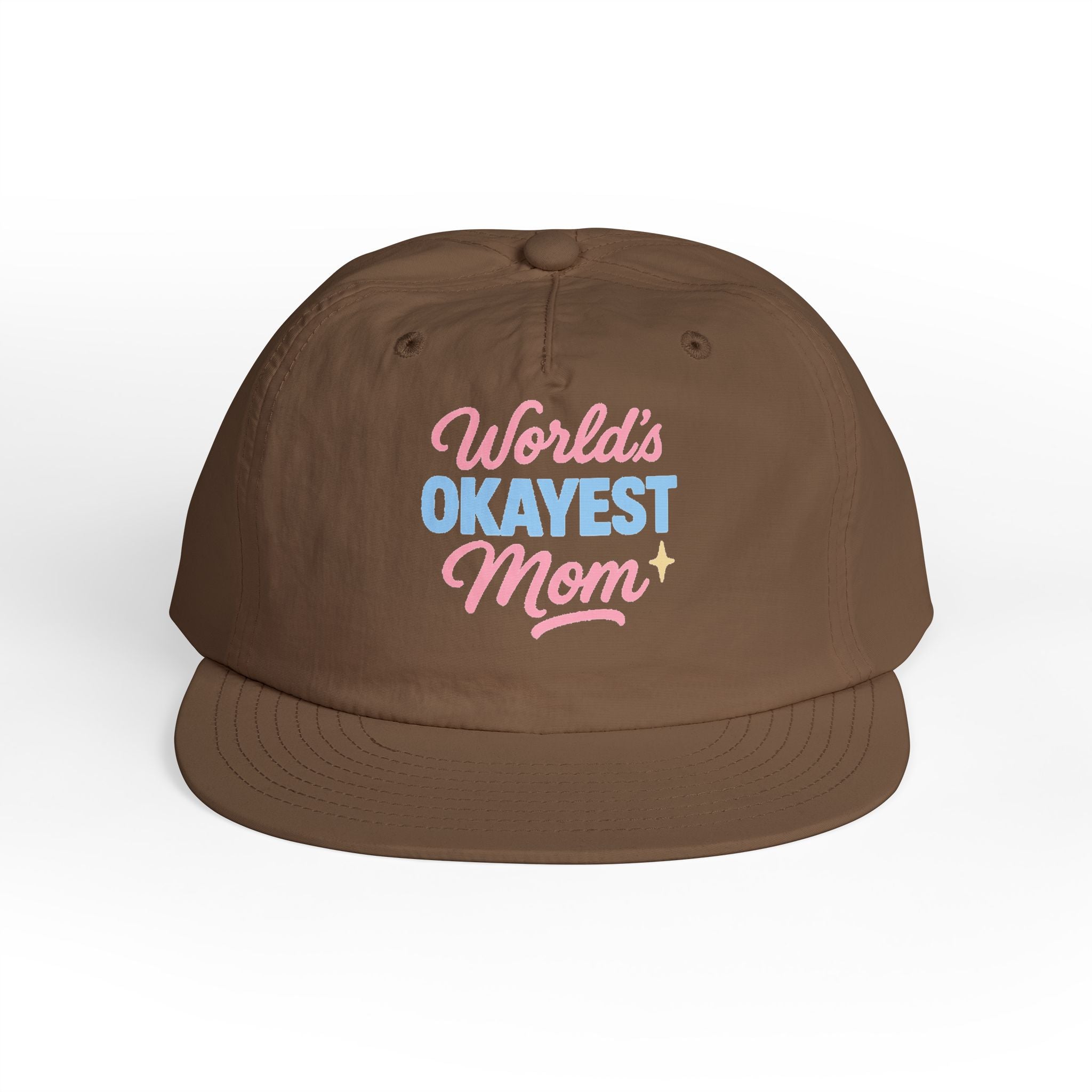 World's Okayest Mom Surf Cap, Fun Beach Hat, Trendy Mom Gift, Summer Accessory, Casual Headwear