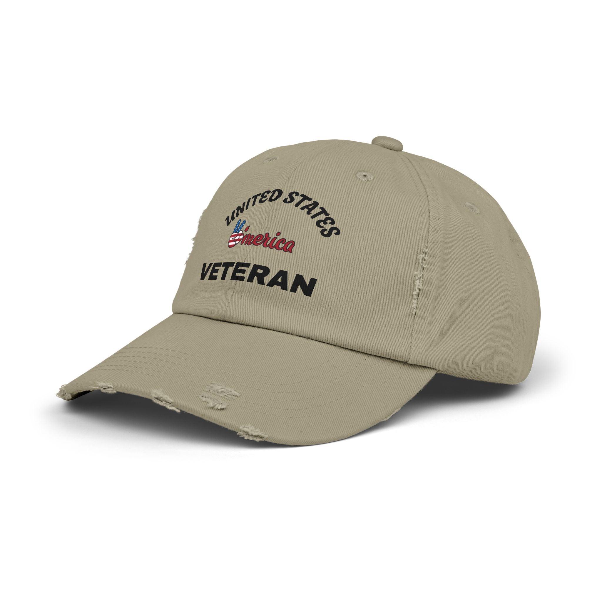 Distressed Veteran Cap - Unisex, Adjustable Baseball Hat, Gift for Veterans, Casual Everyday Wear, Patriotic Style