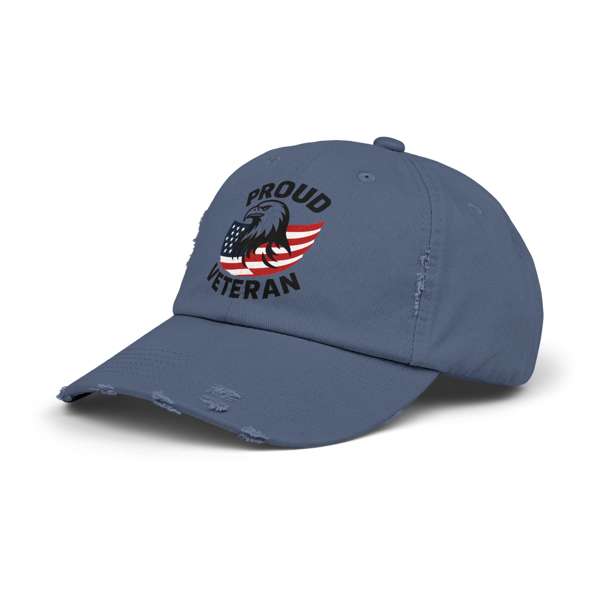 Proud Veteran Unisex Distressed Cap, Patriotic Hat for Veterans, Casual Adjustable Cap, Gifts for Military Families, Distressed Baseball Cap
