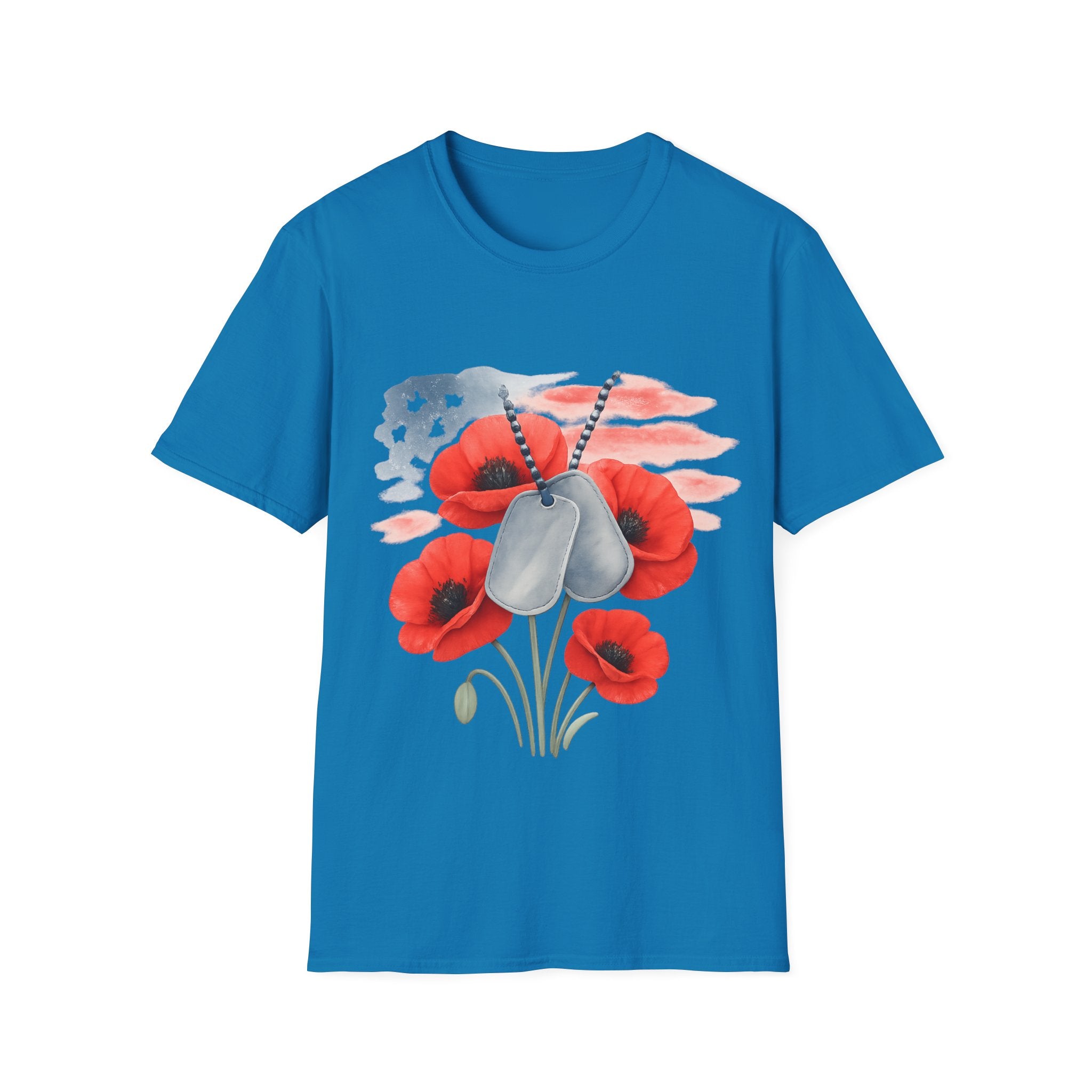 Patriotic Floral Dog Tag Unisex T-Shirt