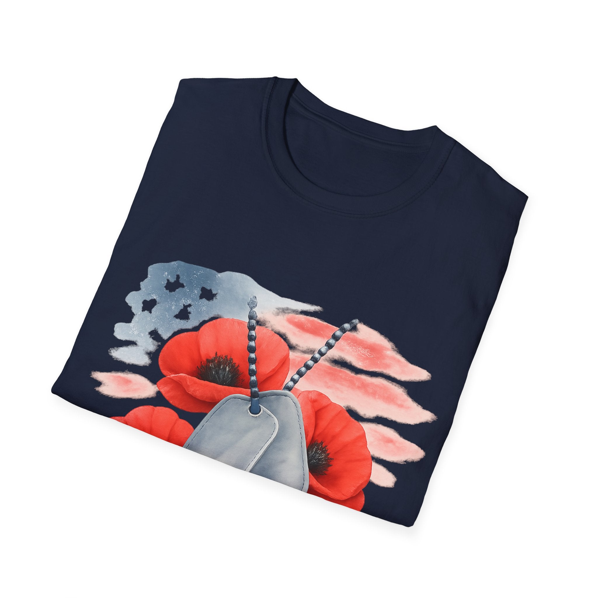 Patriotic Floral Dog Tag Unisex T-Shirt