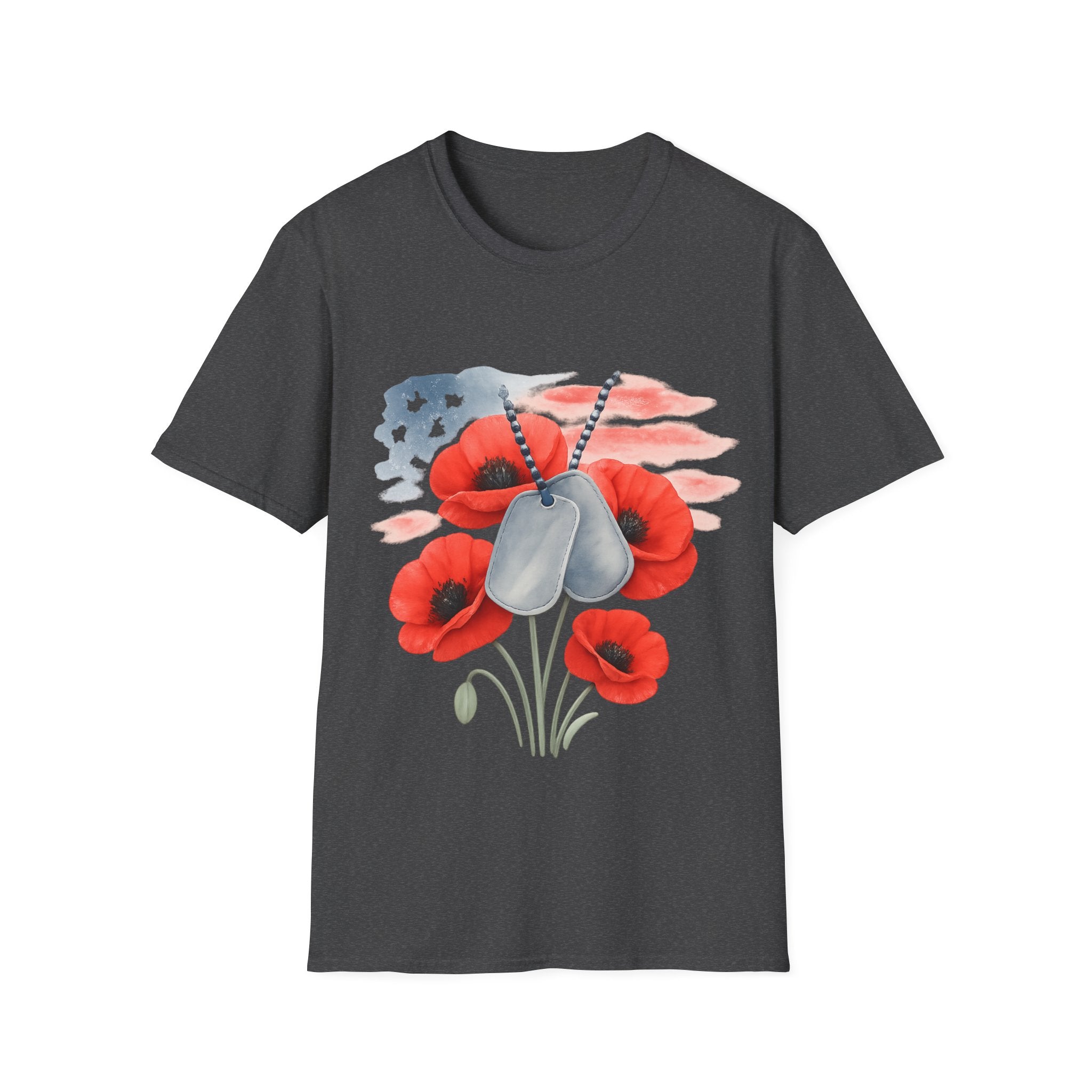 Patriotic Floral Dog Tag Unisex T-Shirt
