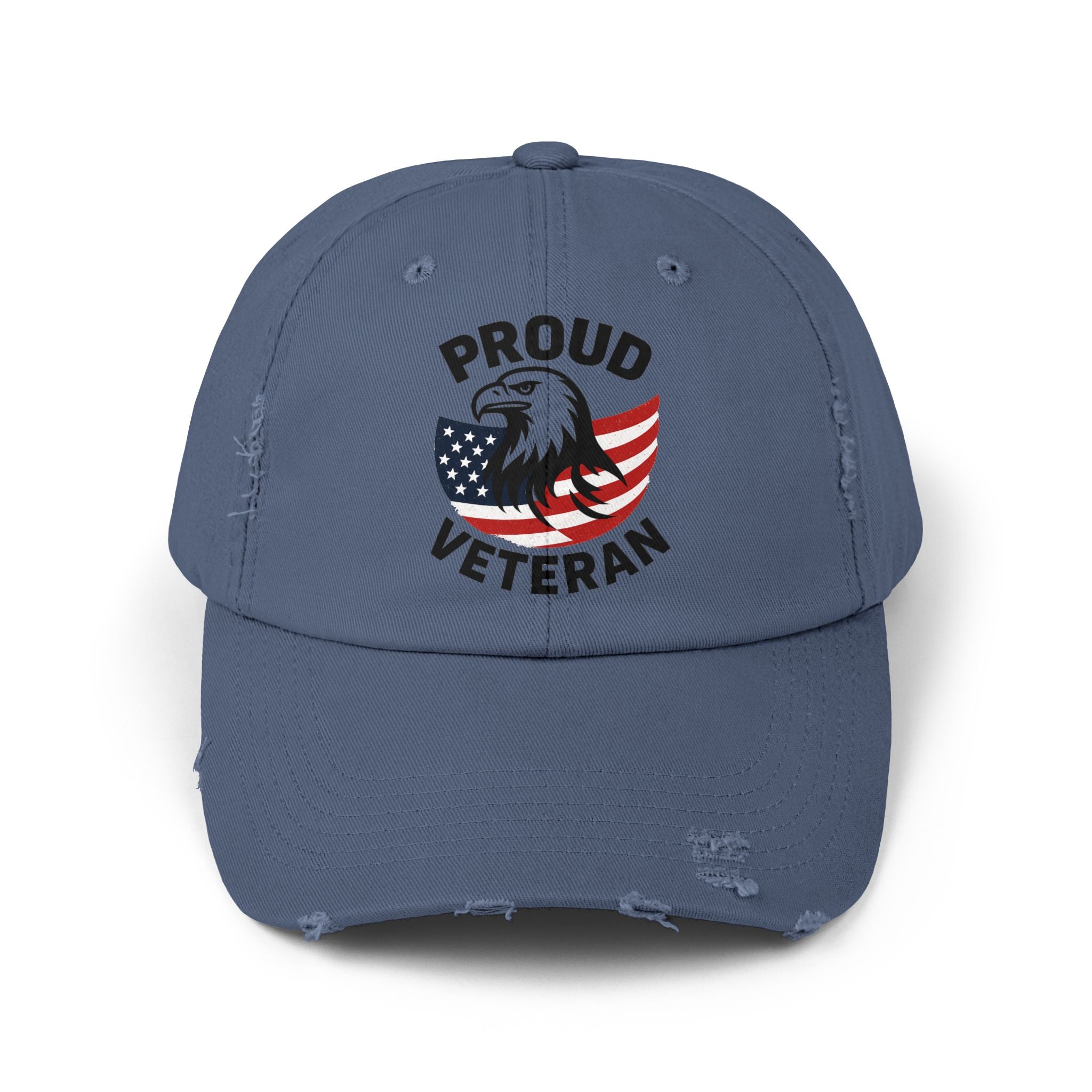 Proud Veteran Unisex Distressed Cap, Patriotic Hat for Veterans, Casual Adjustable Cap, Gifts for Military Families, Distressed Baseball Cap