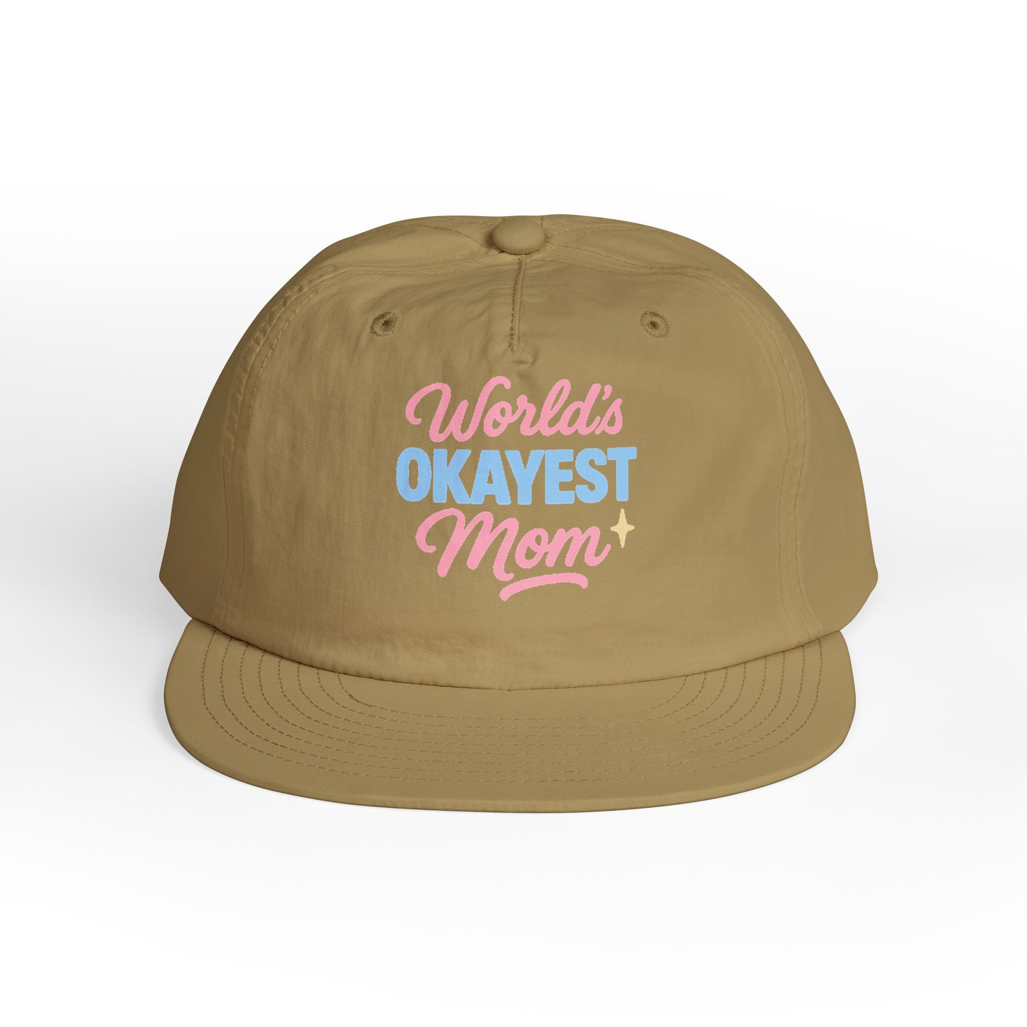 World's Okayest Mom Surf Cap, Fun Beach Hat, Trendy Mom Gift, Summer Accessory, Casual Headwear