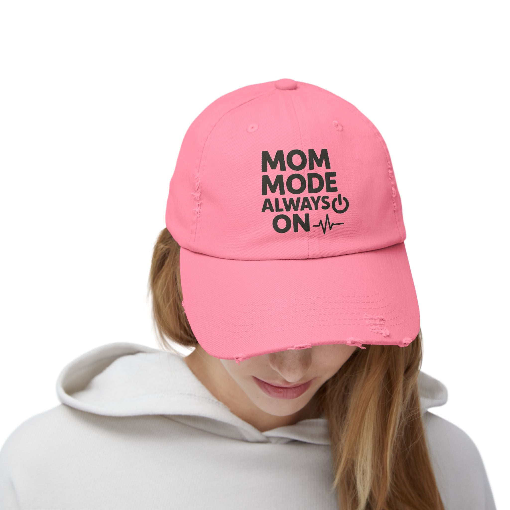 Unisex Distressed Cap with 'Mom Mode Always On' Design | Trendy Hat for Moms, Casual Wear, Gift for Mother's Day, Birthday, Parenting, [...]
