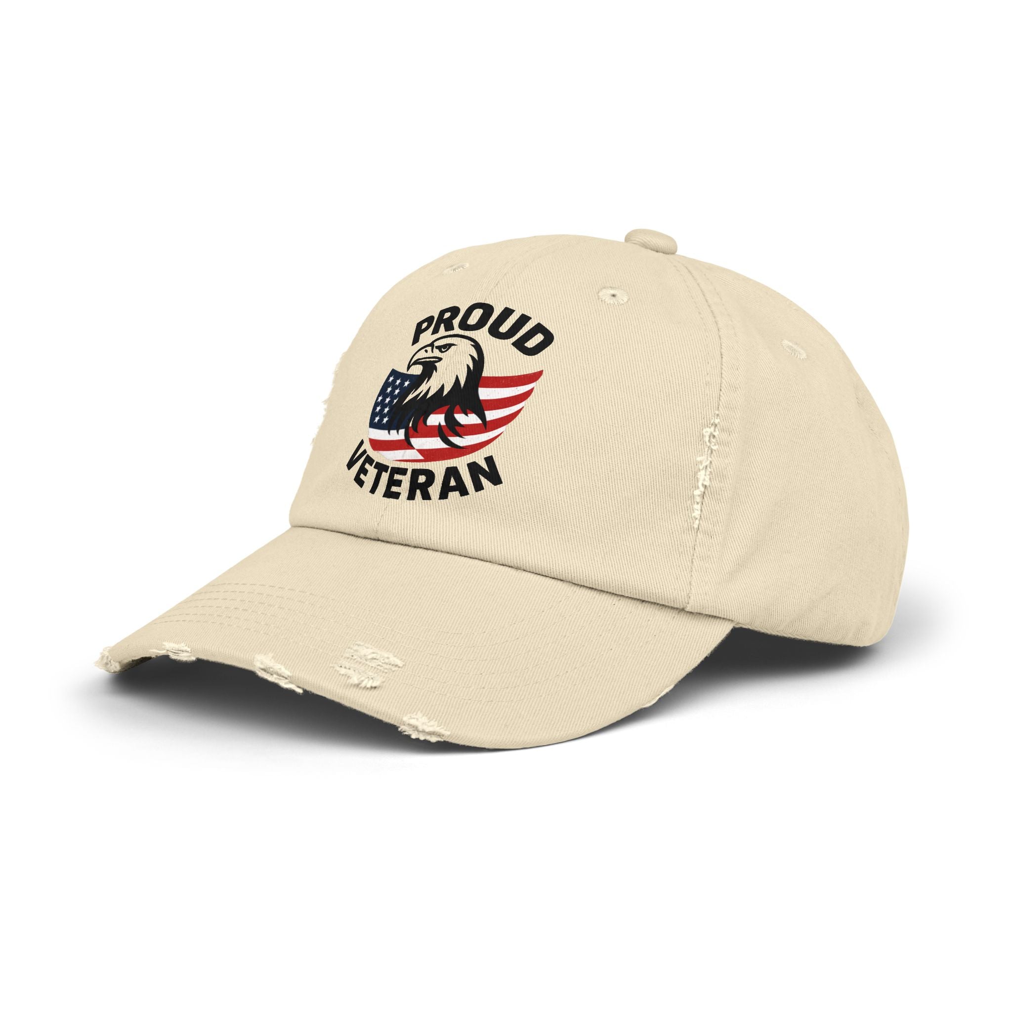 Proud Veteran Unisex Distressed Cap, Patriotic Hat for Veterans, Casual Adjustable Cap, Gifts for Military Families, Distressed Baseball Cap