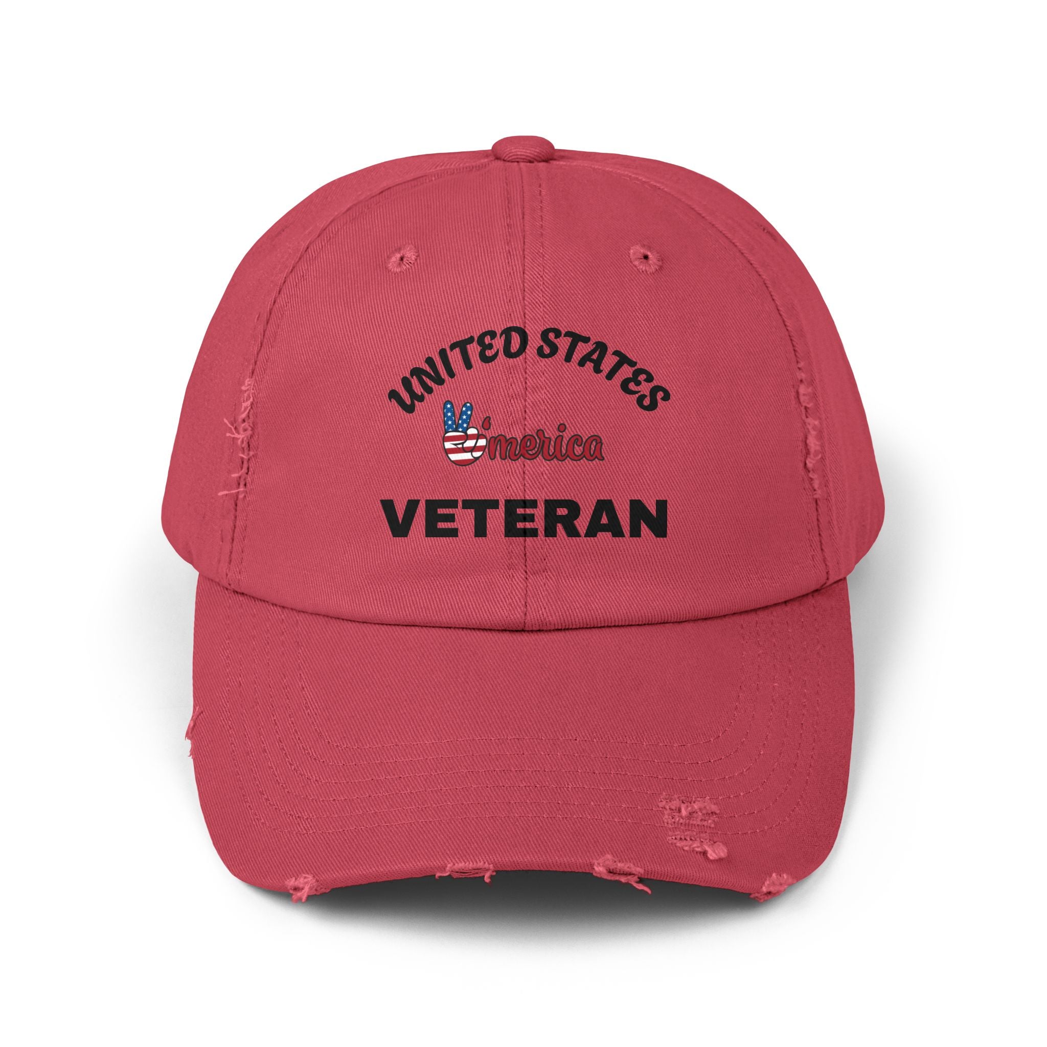 Distressed Veteran Cap - Unisex, Adjustable Baseball Hat, Gift for Veterans, Casual Everyday Wear, Patriotic Style
