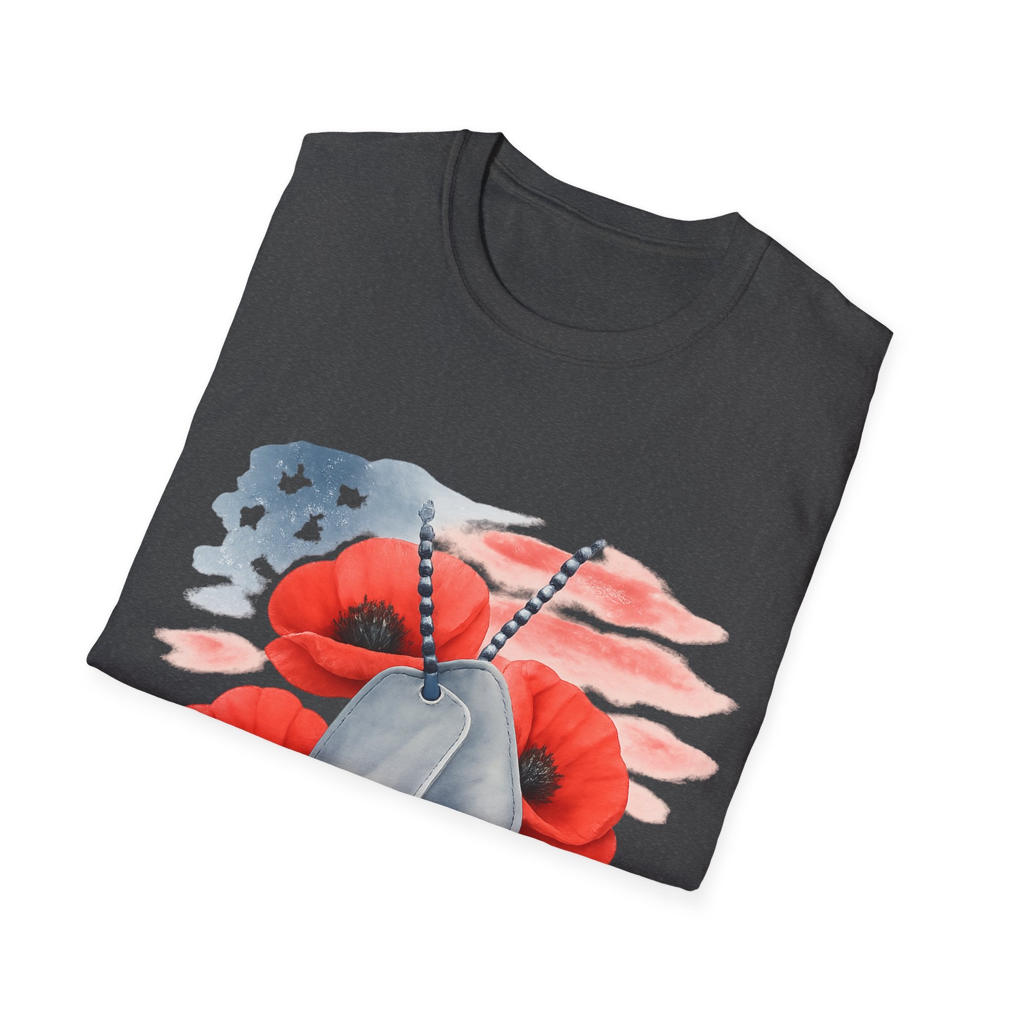 Patriotic Floral Dog Tag Unisex T-Shirt