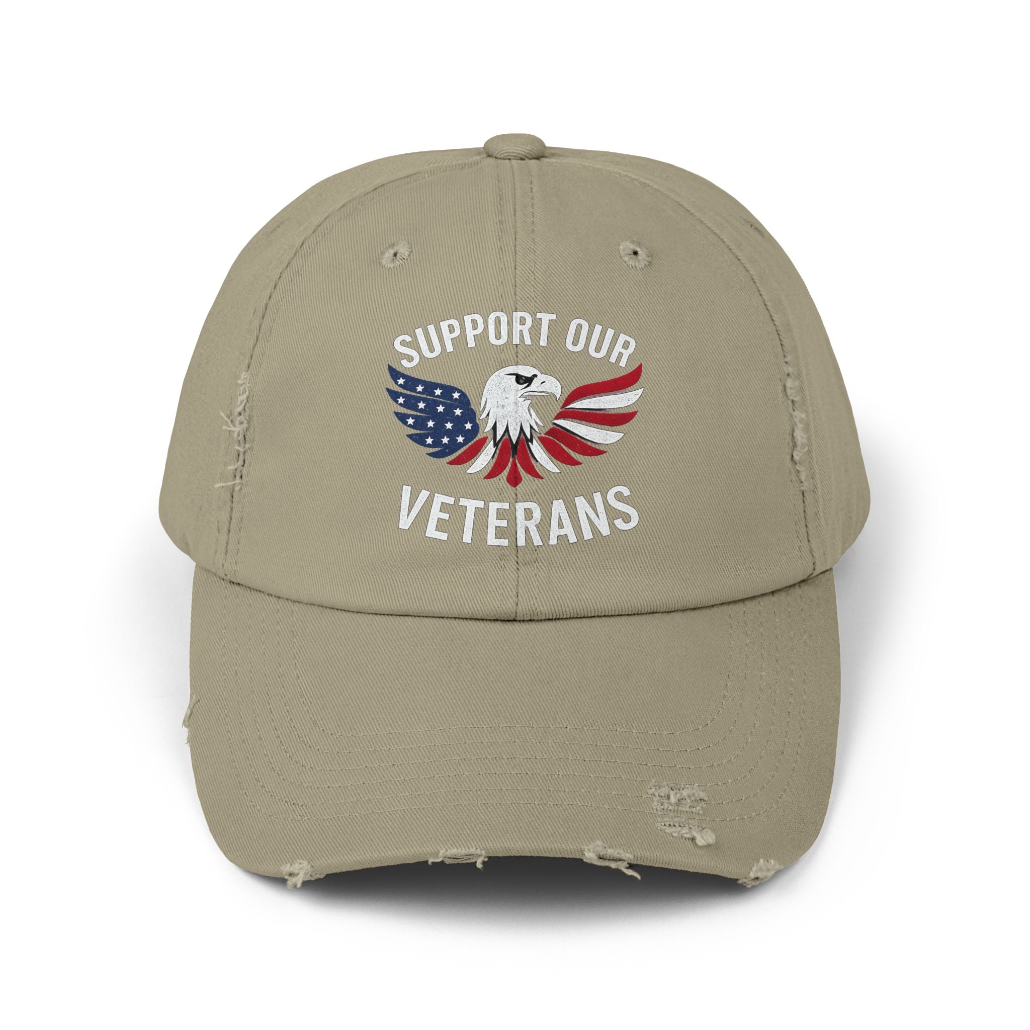 Unisex veteran dad cap supports our veterans with eagle