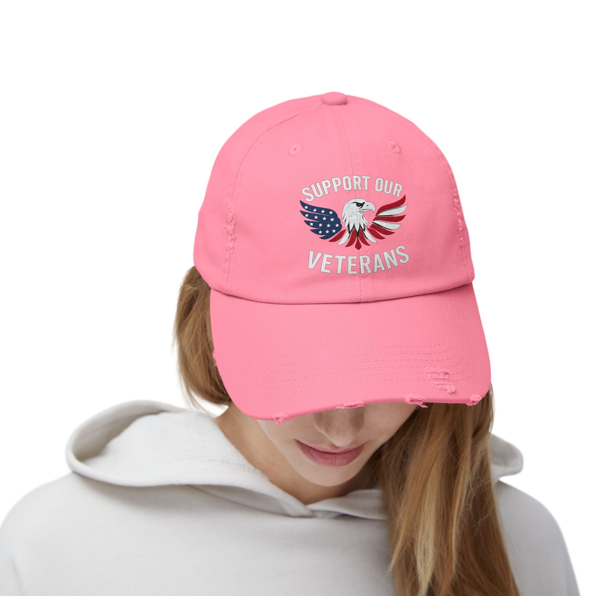 Unisex veteran dad cap supports our veterans with eagle