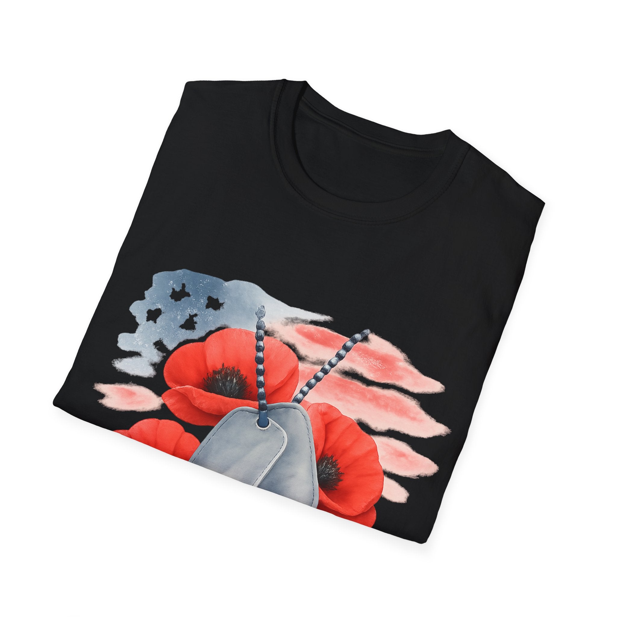 Patriotic Floral Dog Tag Unisex T-Shirt