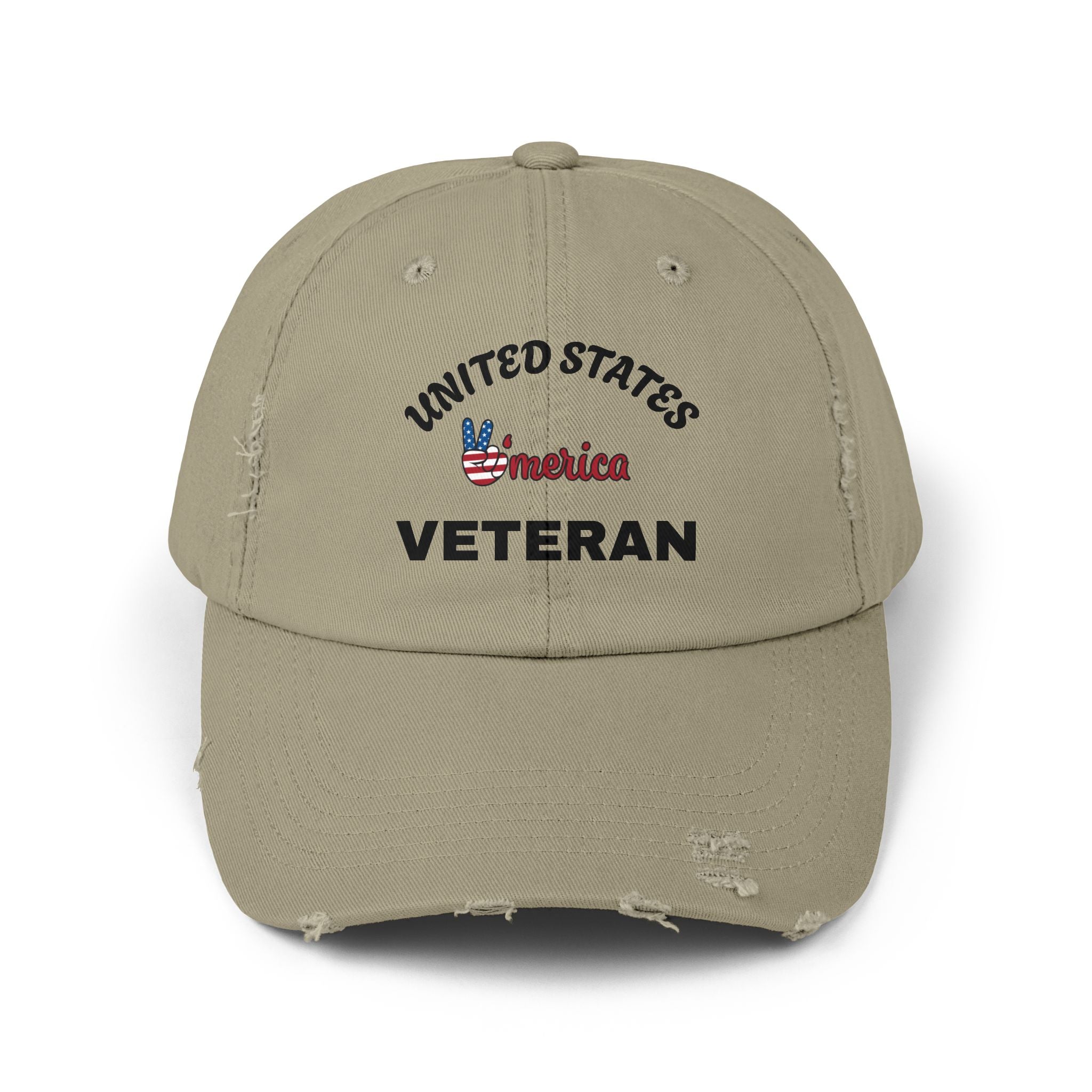 Distressed Veteran Cap - Unisex, Adjustable Baseball Hat, Gift for Veterans, Casual Everyday Wear, Patriotic Style