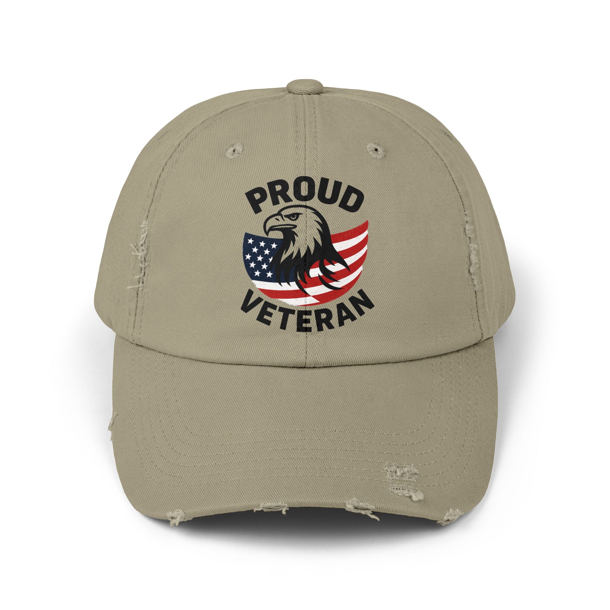 Proud Veteran Unisex Distressed Cap, Patriotic Hat for Veterans, Casual Adjustable Cap, Gifts for Military Families, Distressed Baseball Cap