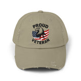Proud Veteran Unisex Distressed Cap, Patriotic Hat for Veterans, Casual Adjustable Cap, Gifts for Military Families, Distressed Baseball Cap