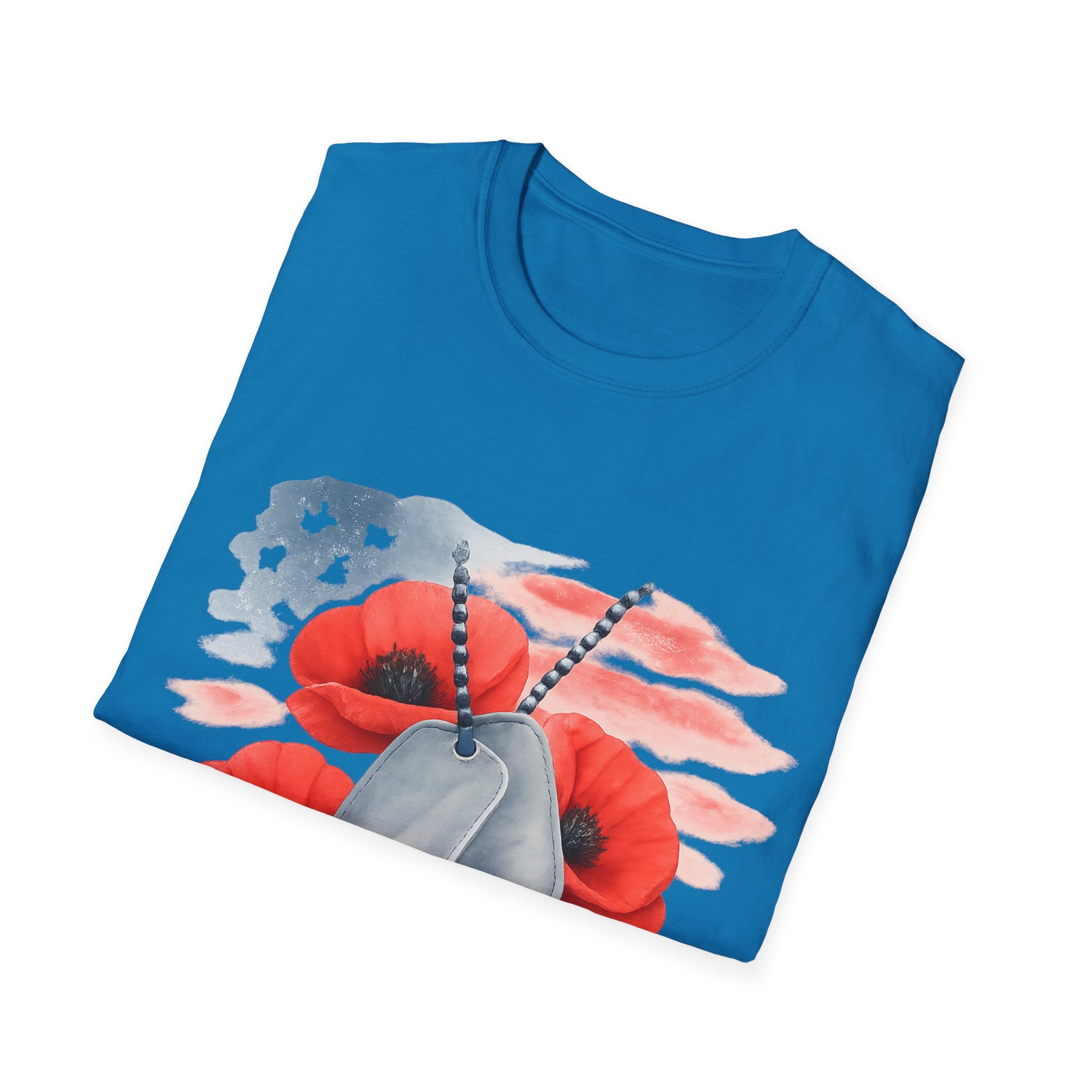 Patriotic Floral Dog Tag Unisex T-Shirt