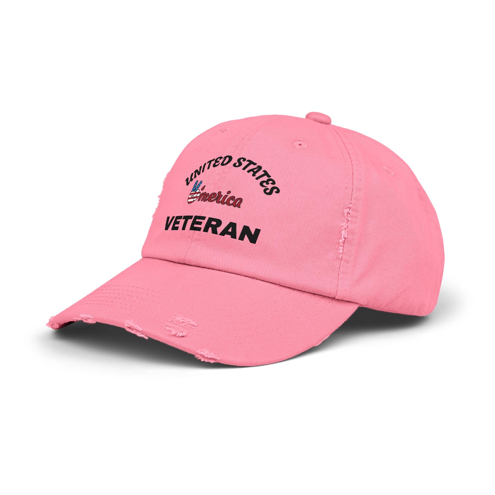 Distressed Veteran Cap - Unisex, Adjustable Baseball Hat, Gift for Veterans, Casual Everyday Wear, Patriotic Style