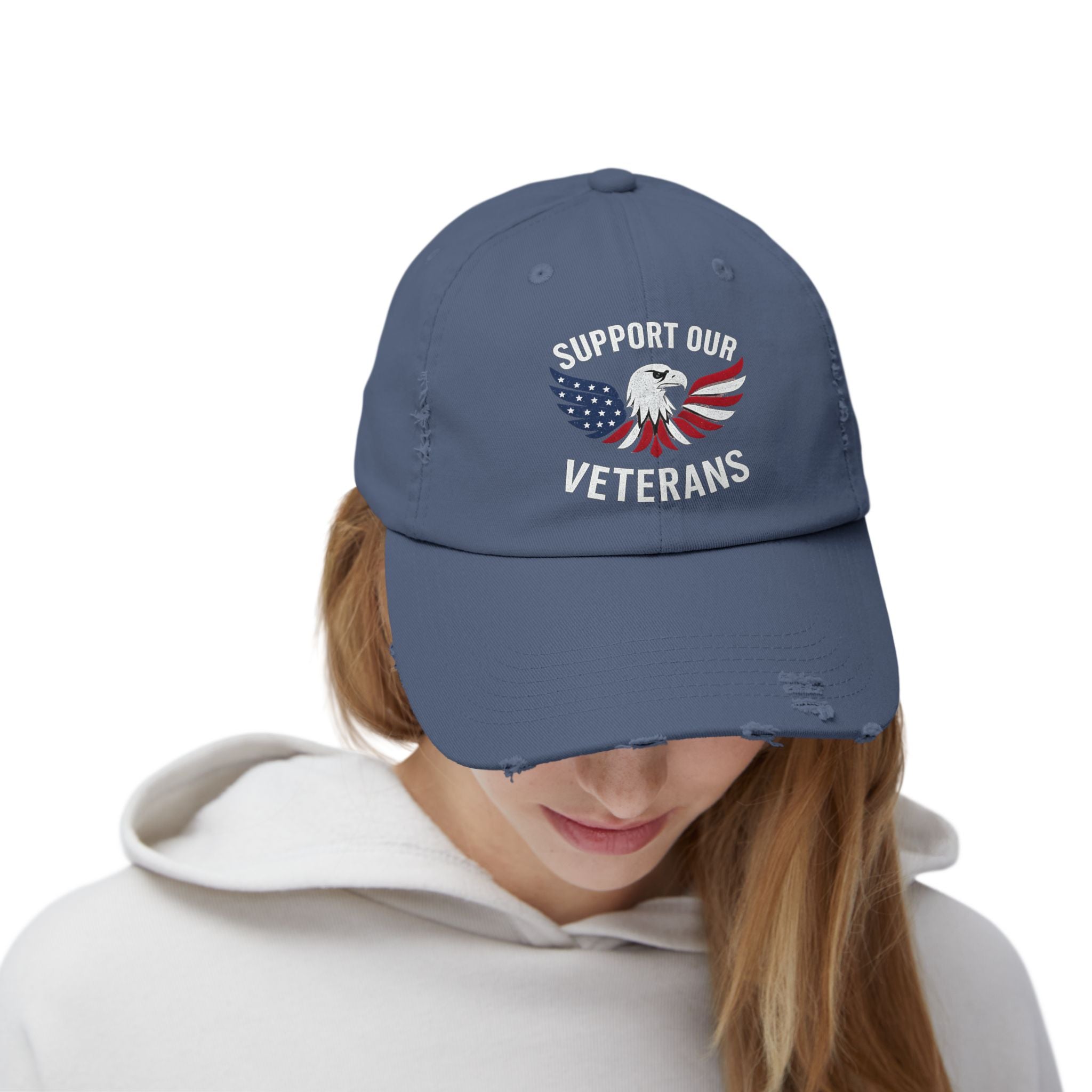 Unisex veteran dad cap supports our veterans with eagle