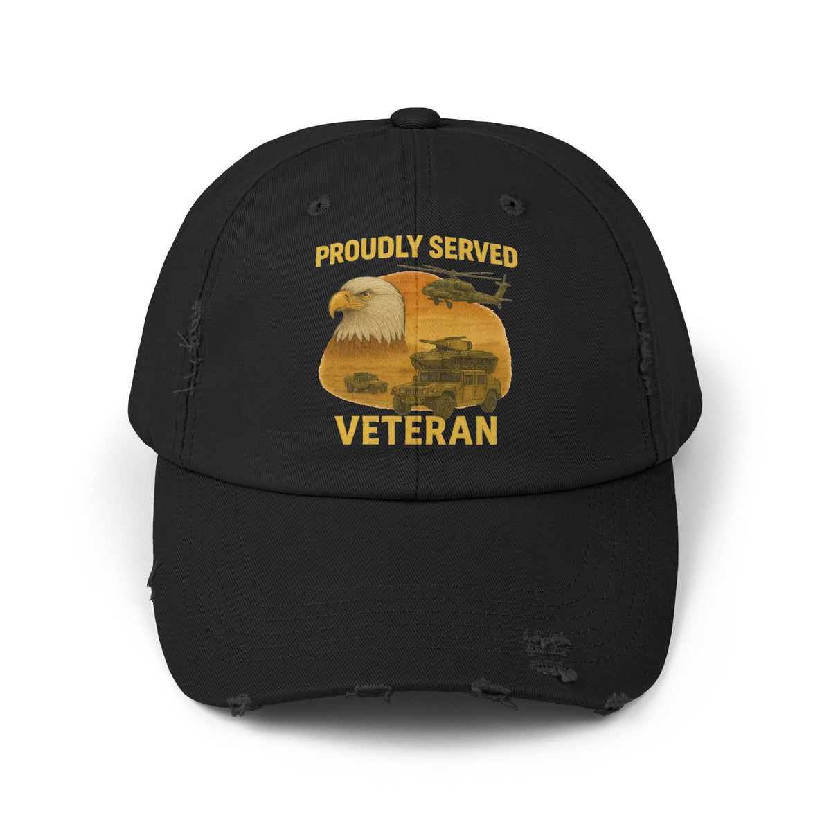 Unisex Distressed Cap for Veterans, Proudly Served