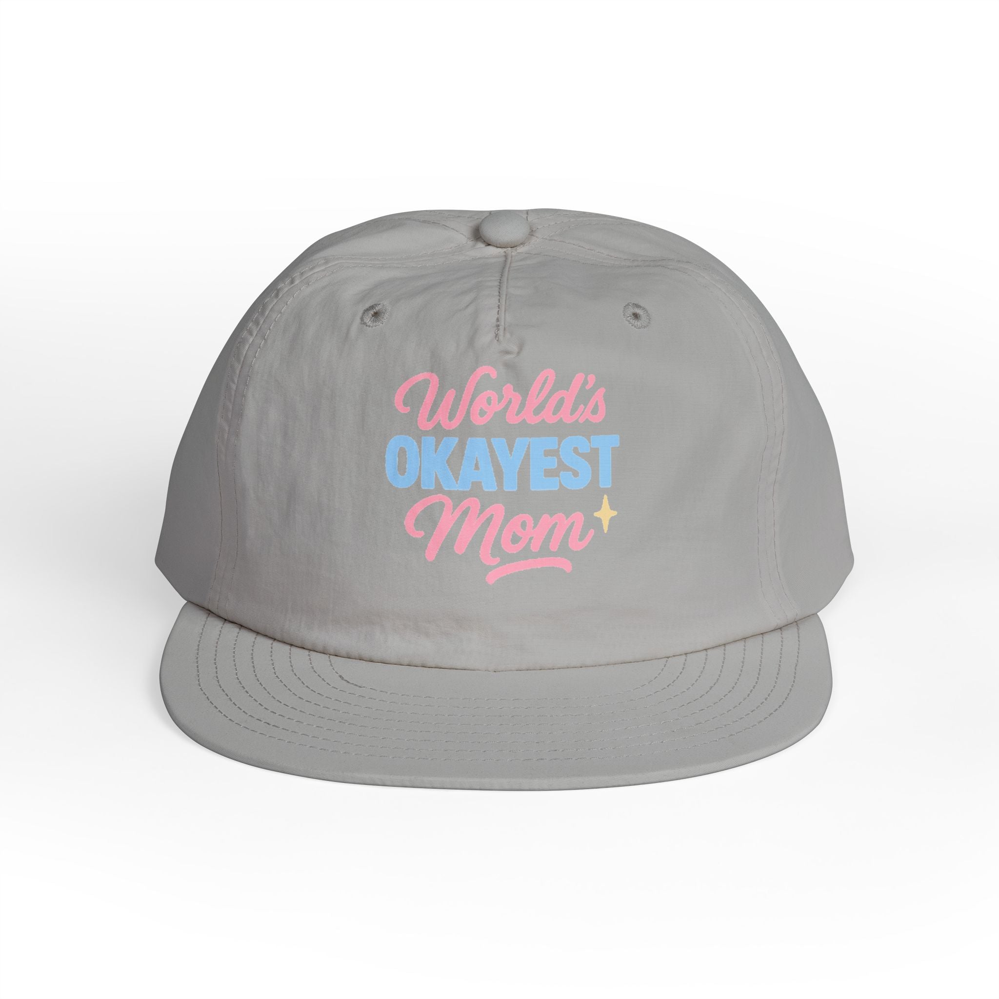 World's Okayest Mom Surf Cap, Fun Beach Hat, Trendy Mom Gift, Summer Accessory, Casual Headwear