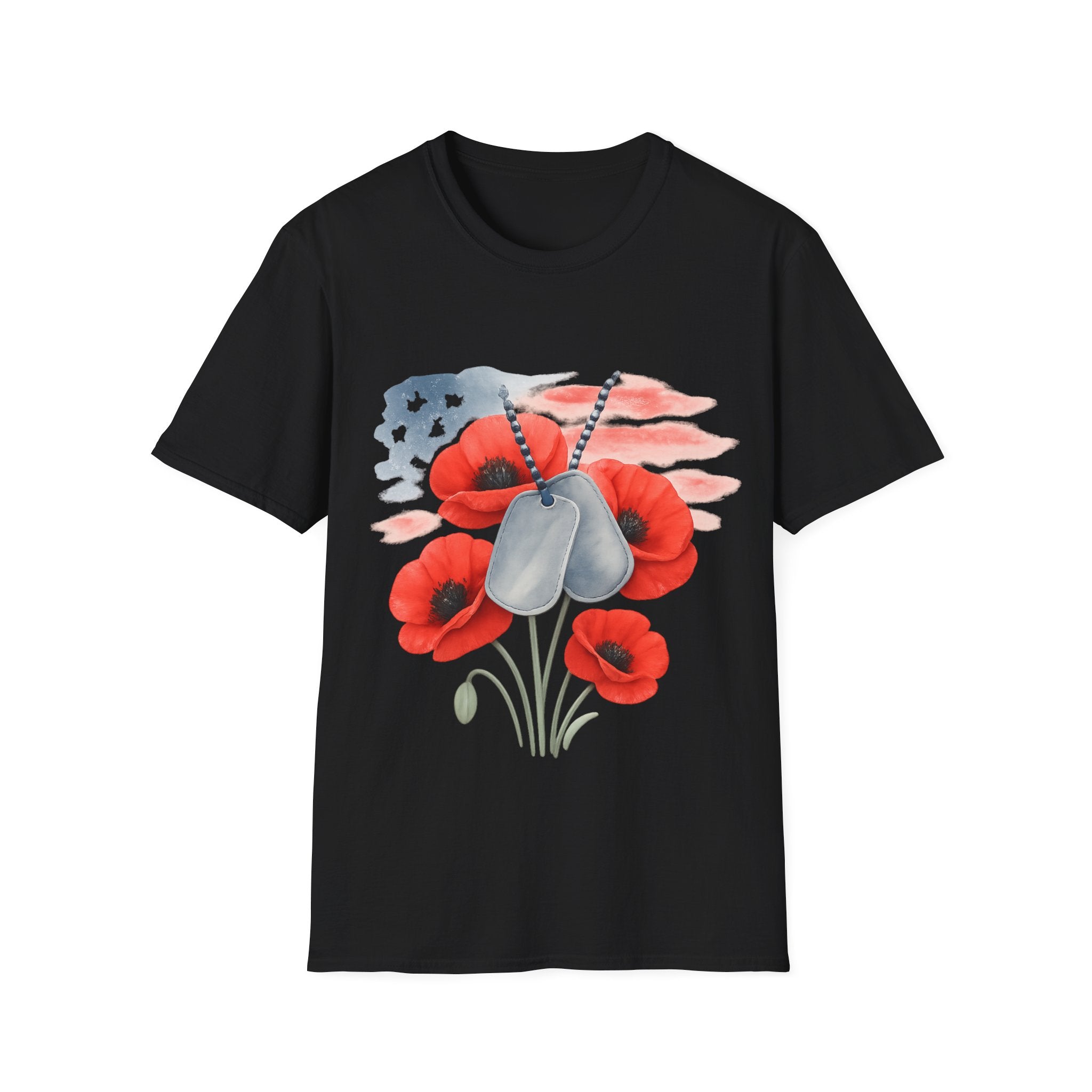 Patriotic Floral Dog Tag Unisex T-Shirt