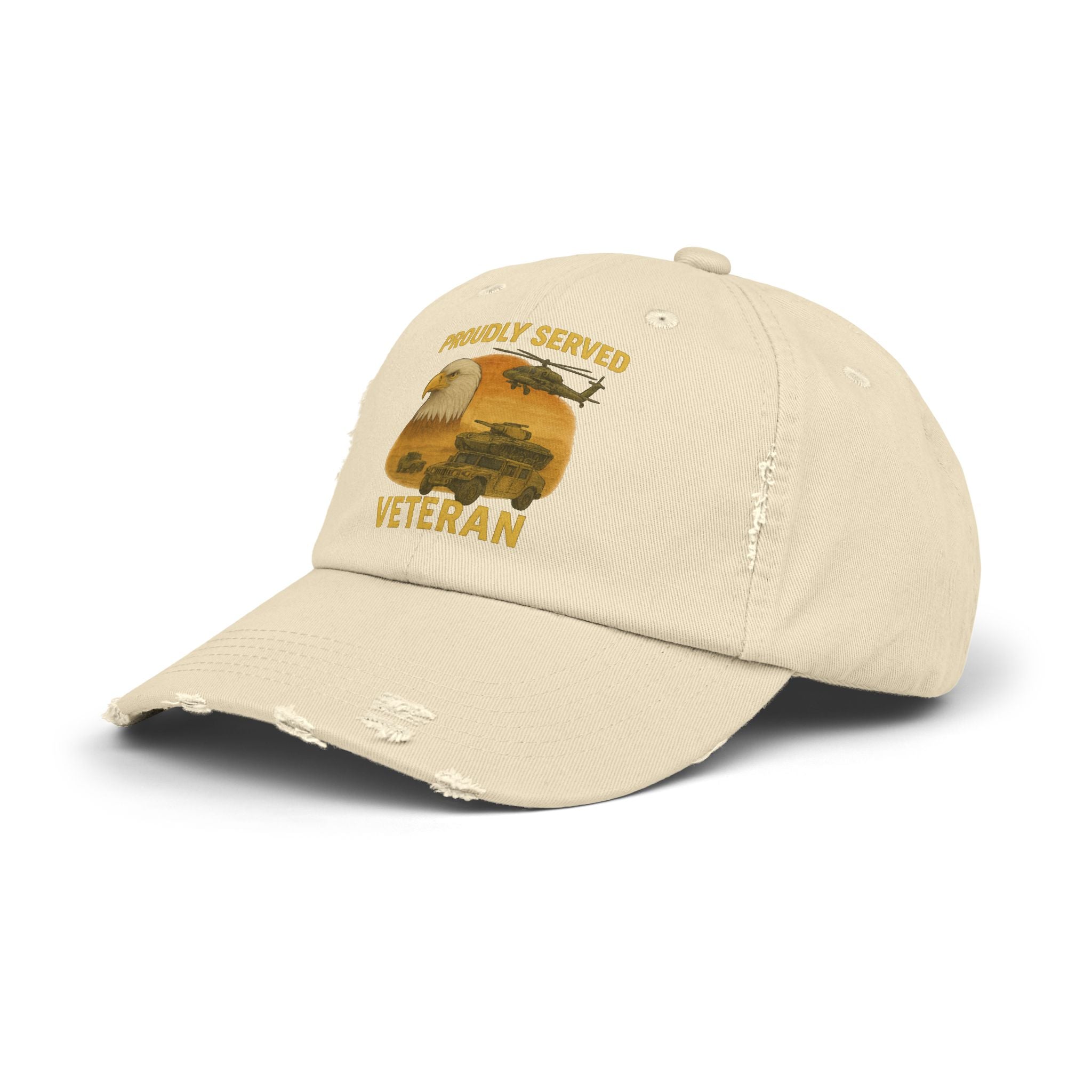 Unisex Distressed Cap for Veterans, Proudly Served