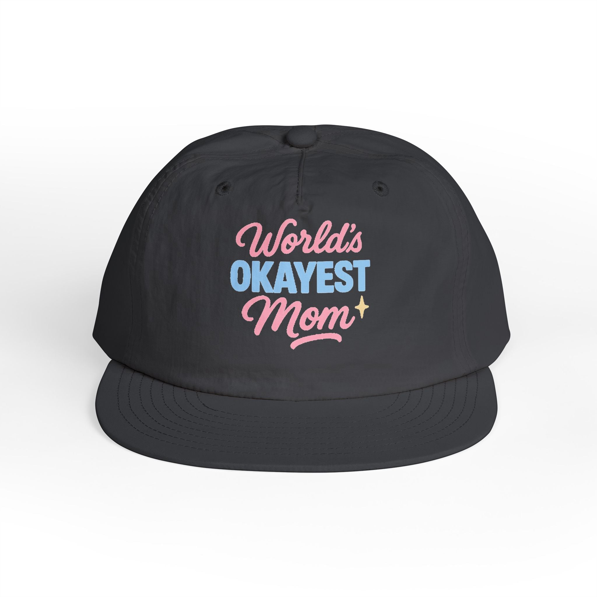 World's Okayest Mom Surf Cap, Fun Beach Hat, Trendy Mom Gift, Summer Accessory, Casual Headwear