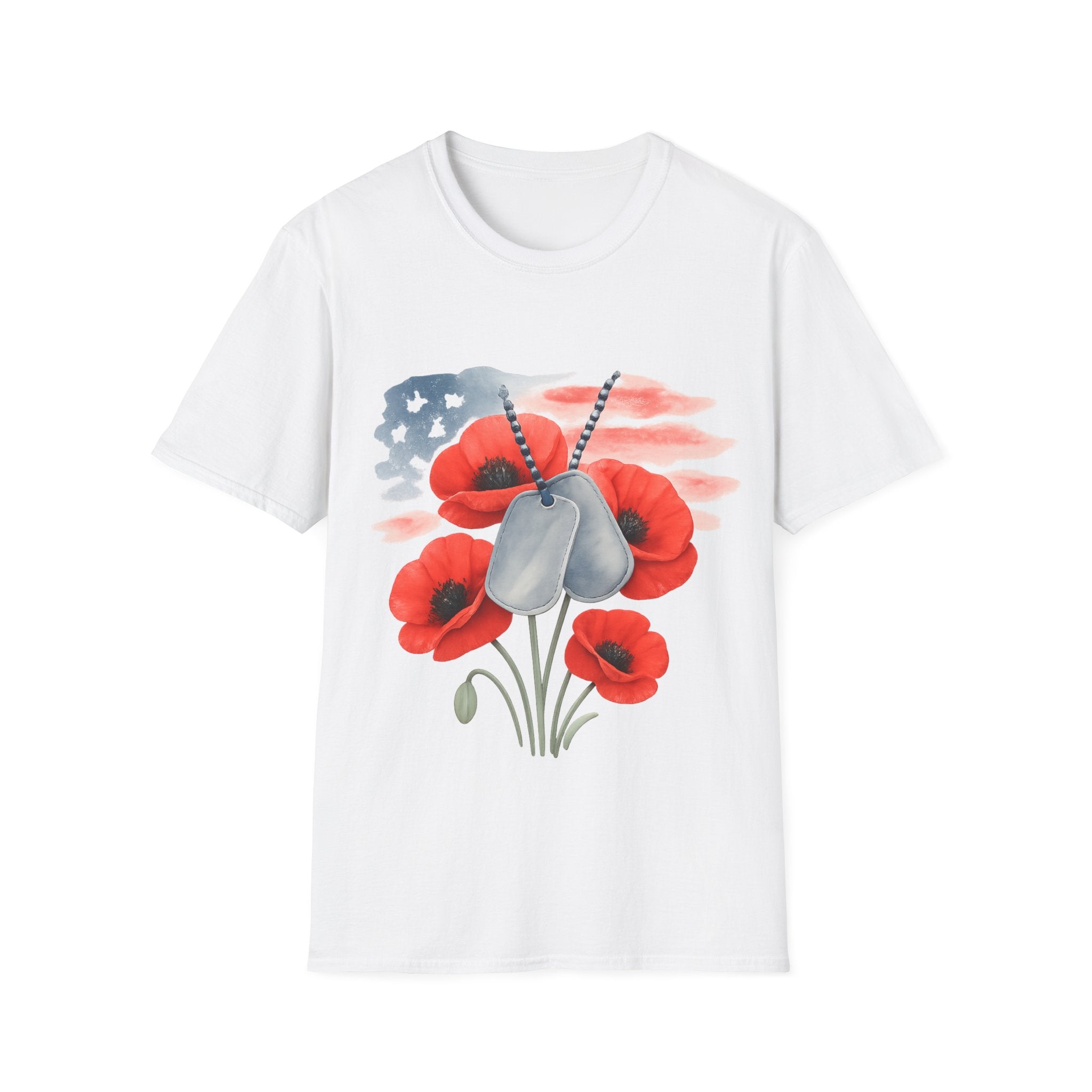 Patriotic Floral Dog Tag Unisex T-Shirt