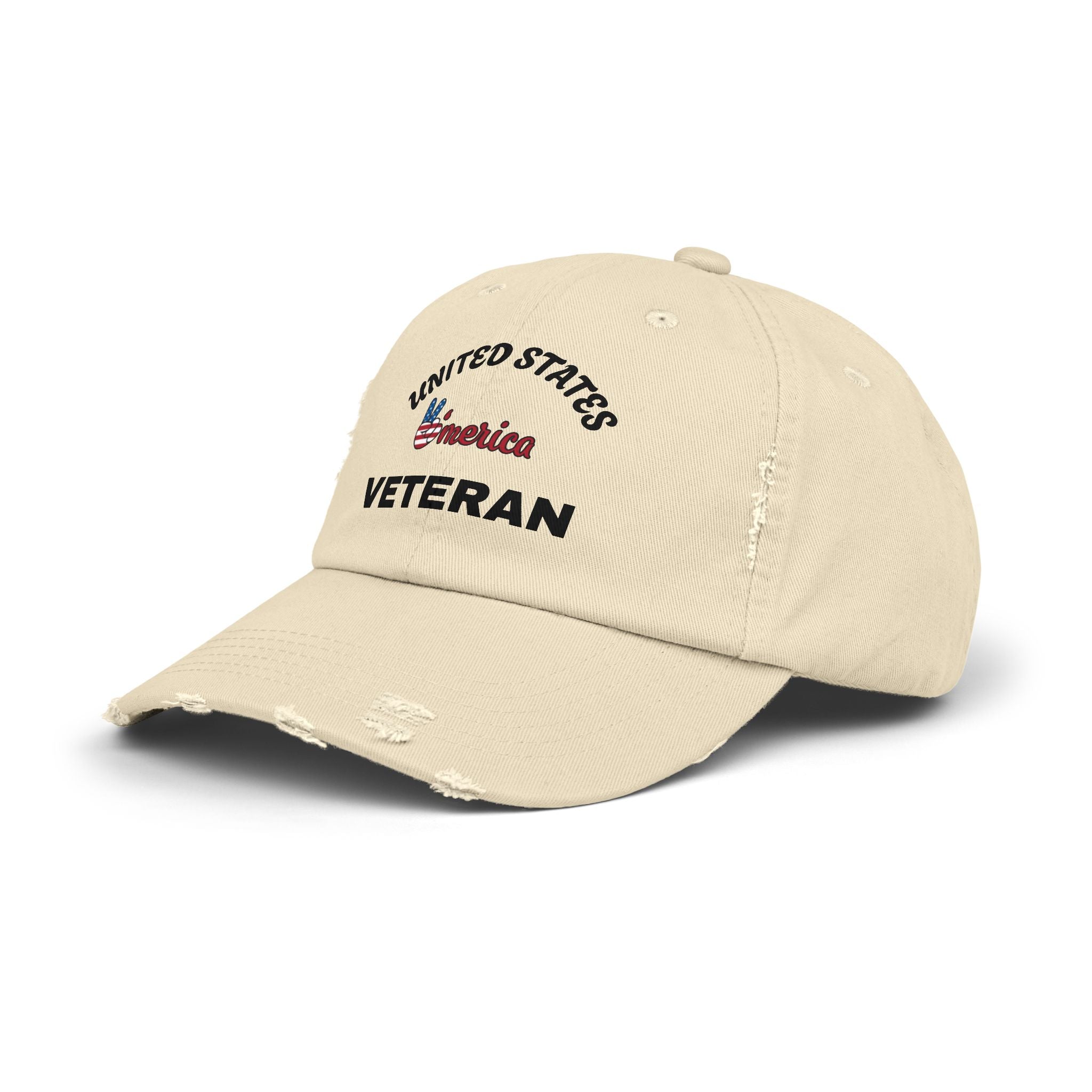 Distressed Veteran Cap - Unisex, Adjustable Baseball Hat, Gift for Veterans, Casual Everyday Wear, Patriotic Style