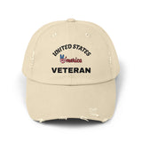Distressed Veteran Cap - Unisex, Adjustable Baseball Hat, Gift for Veterans, Casual Everyday Wear, Patriotic Style