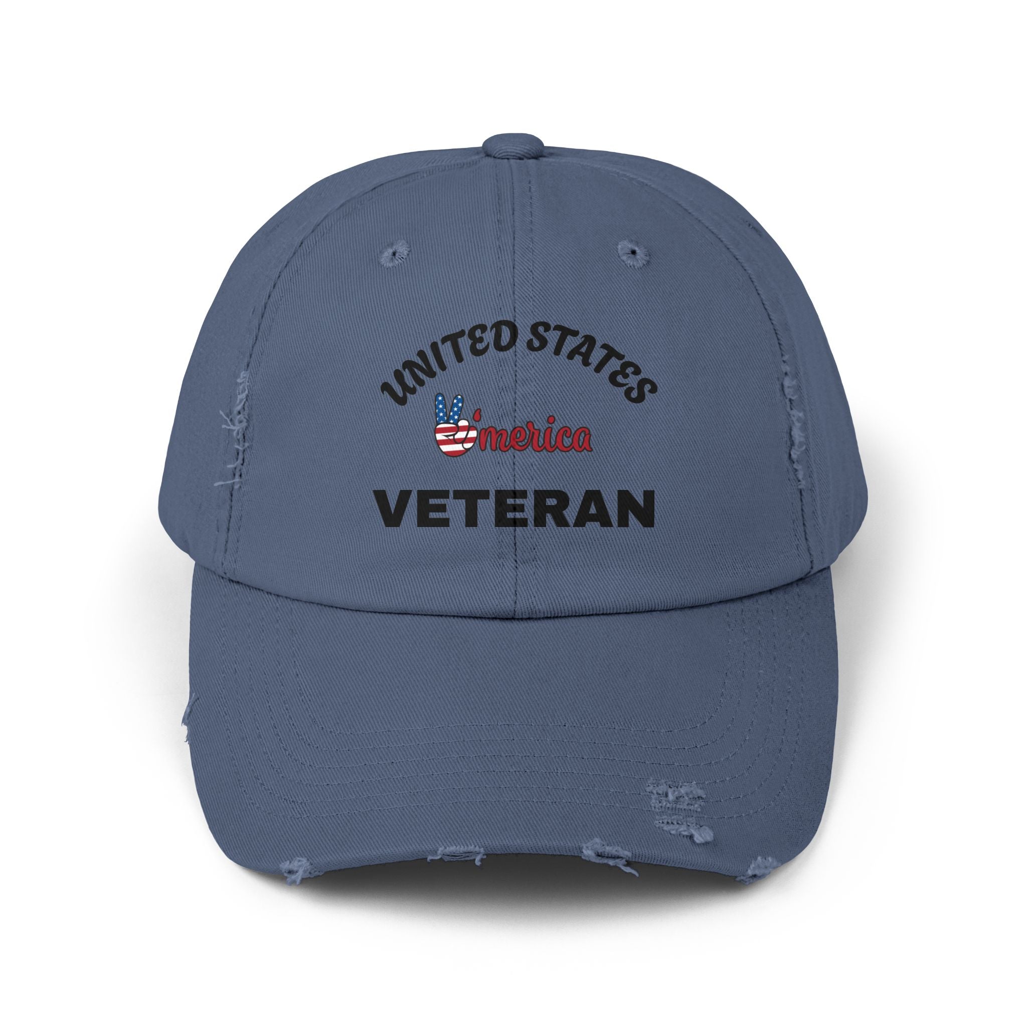 Distressed Veteran Cap - Unisex, Adjustable Baseball Hat, Gift for Veterans, Casual Everyday Wear, Patriotic Style