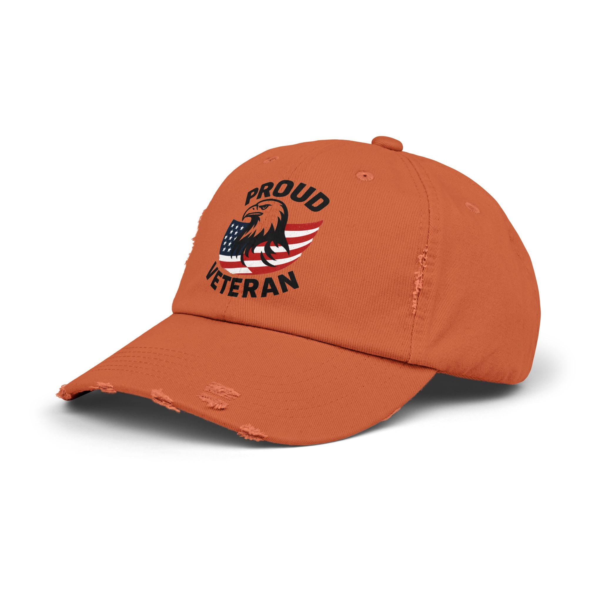 Proud Veteran Unisex Distressed Cap, Patriotic Hat for Veterans, Casual Adjustable Cap, Gifts for Military Families, Distressed Baseball Cap