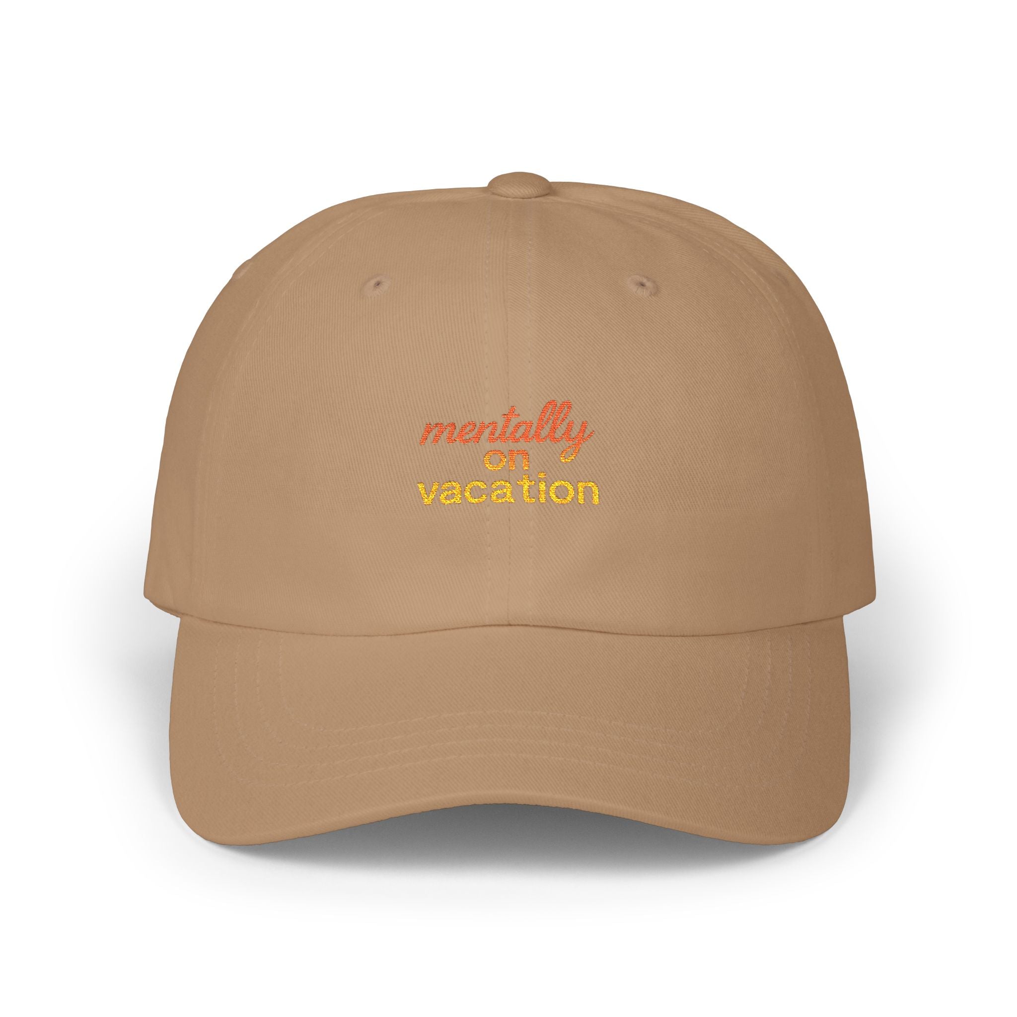 White Dad Cap with 'Mentally on Vacation'