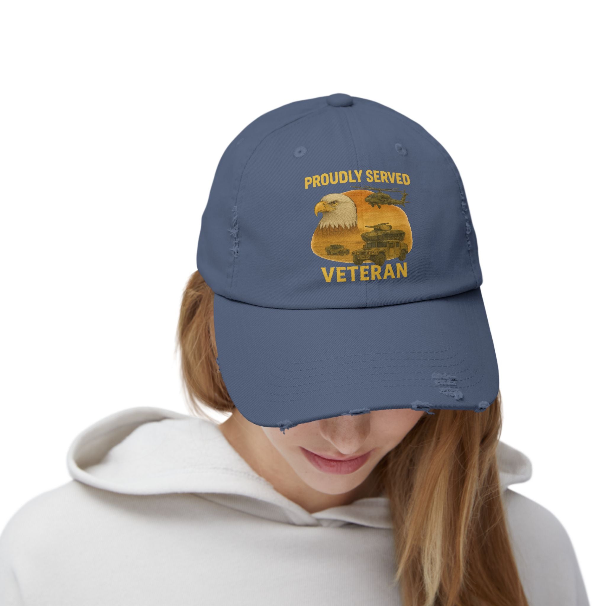 Unisex Distressed Cap for Veterans, Proudly Served