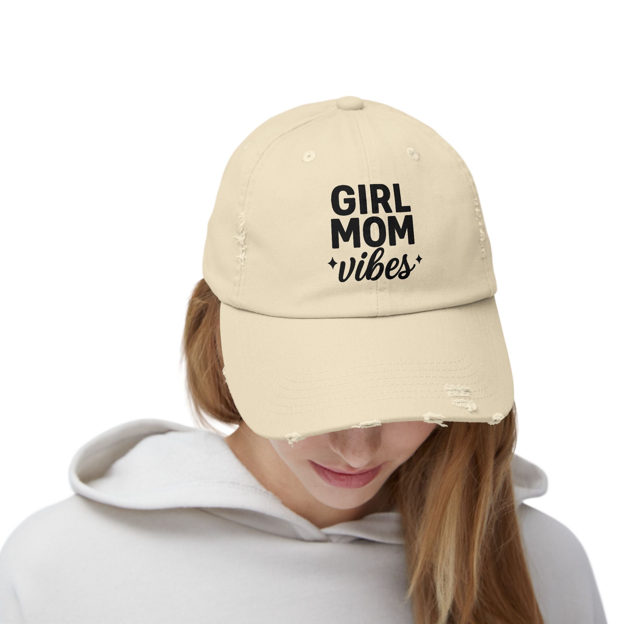 Unisex Distressed Cap for Girl Moms, Casual Hat Gift, Trendy Headwear, Summer Accessory, Outdoor Fashion, Everyday Wear