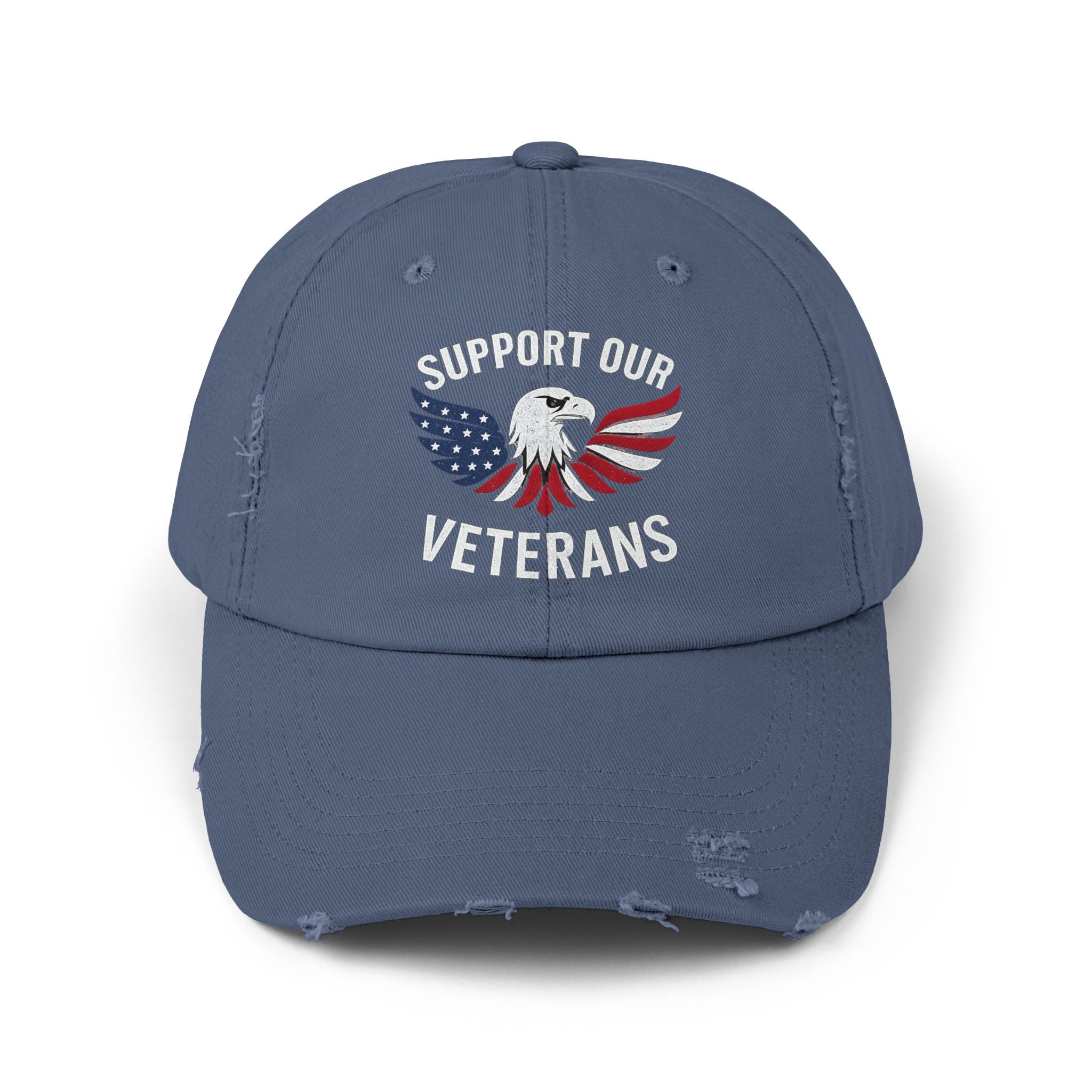 Unisex veteran dad cap supports our veterans with eagle