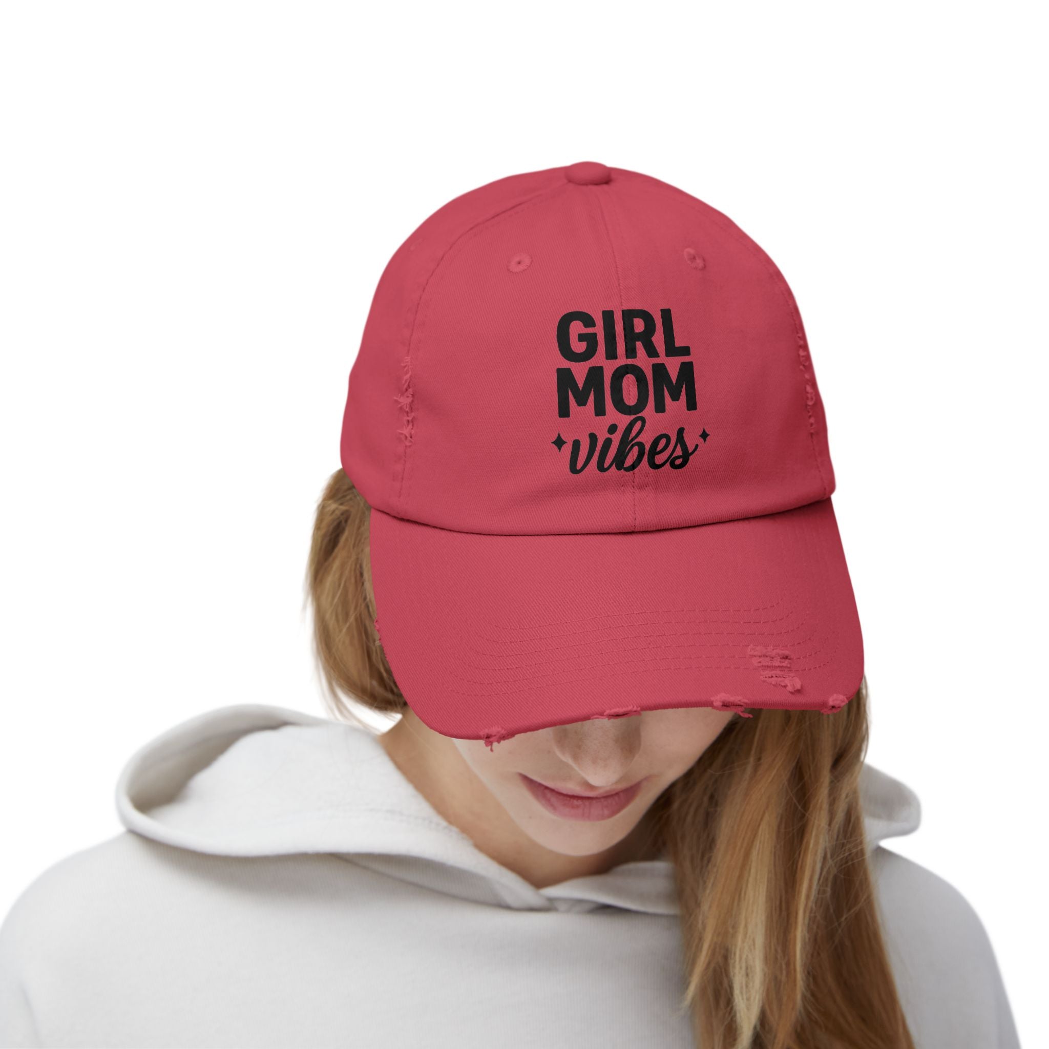 Unisex Distressed Cap for Girl Moms, Casual Hat Gift, Trendy Headwear, Summer Accessory, Outdoor Fashion, Everyday Wear