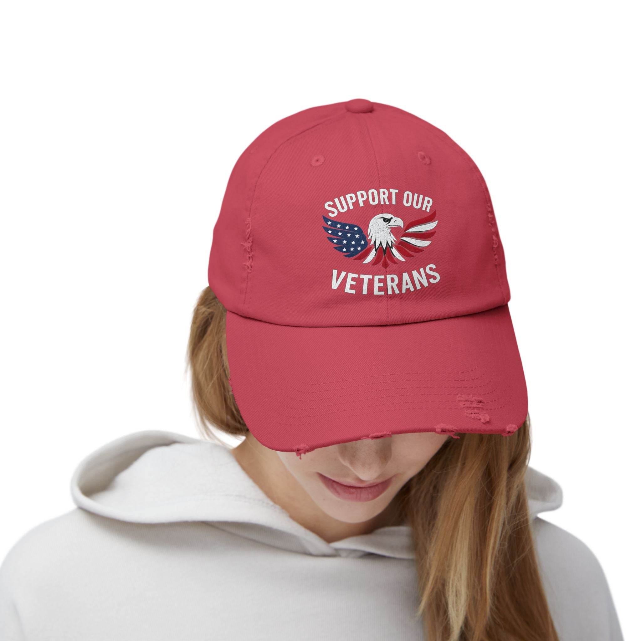Unisex veteran dad cap supports our veterans with eagle