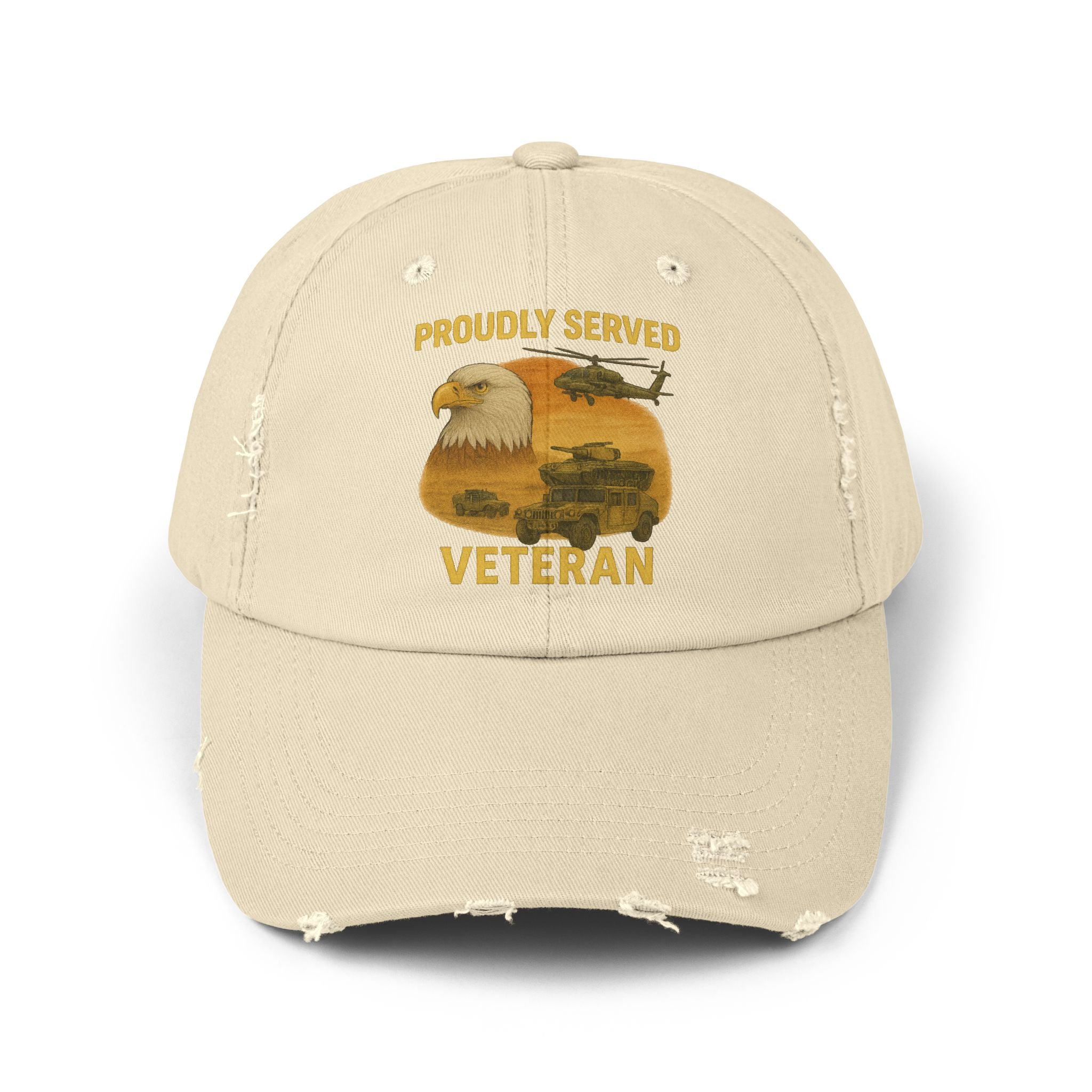 Unisex Distressed Cap for Veterans, Proudly Served
